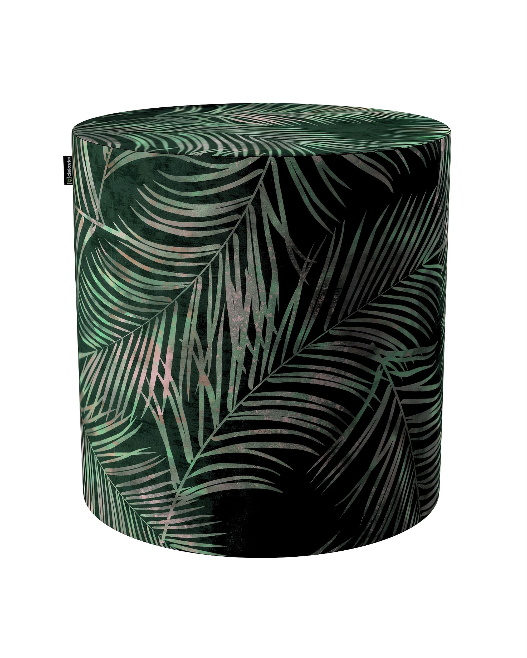 Pouf Barrel Farbe grün Stoff samt, gemustert
