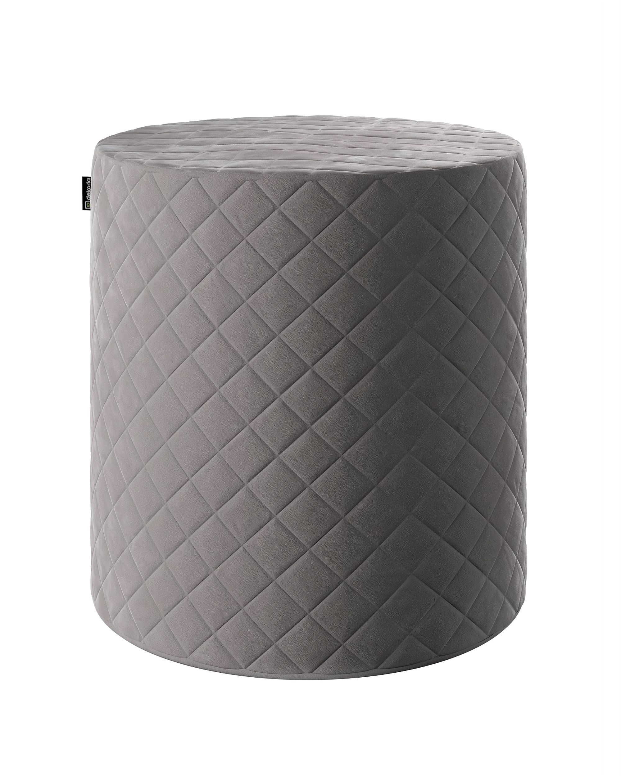 Pouf Barrel gesteppt Farbe grau Stoff glänzend, samt