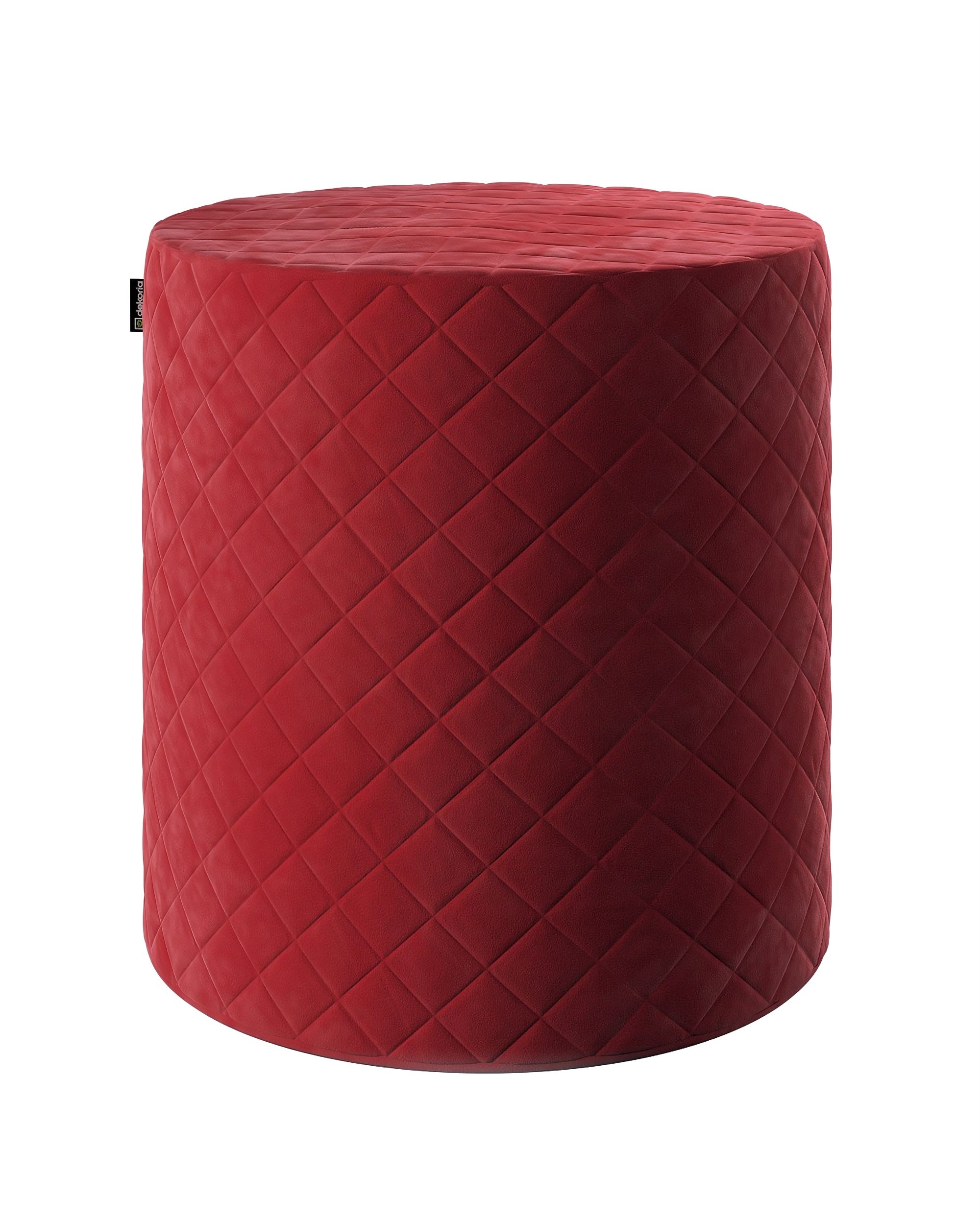 Pouf Barrel gesteppt Farbe rot Stoff glänzend, samt