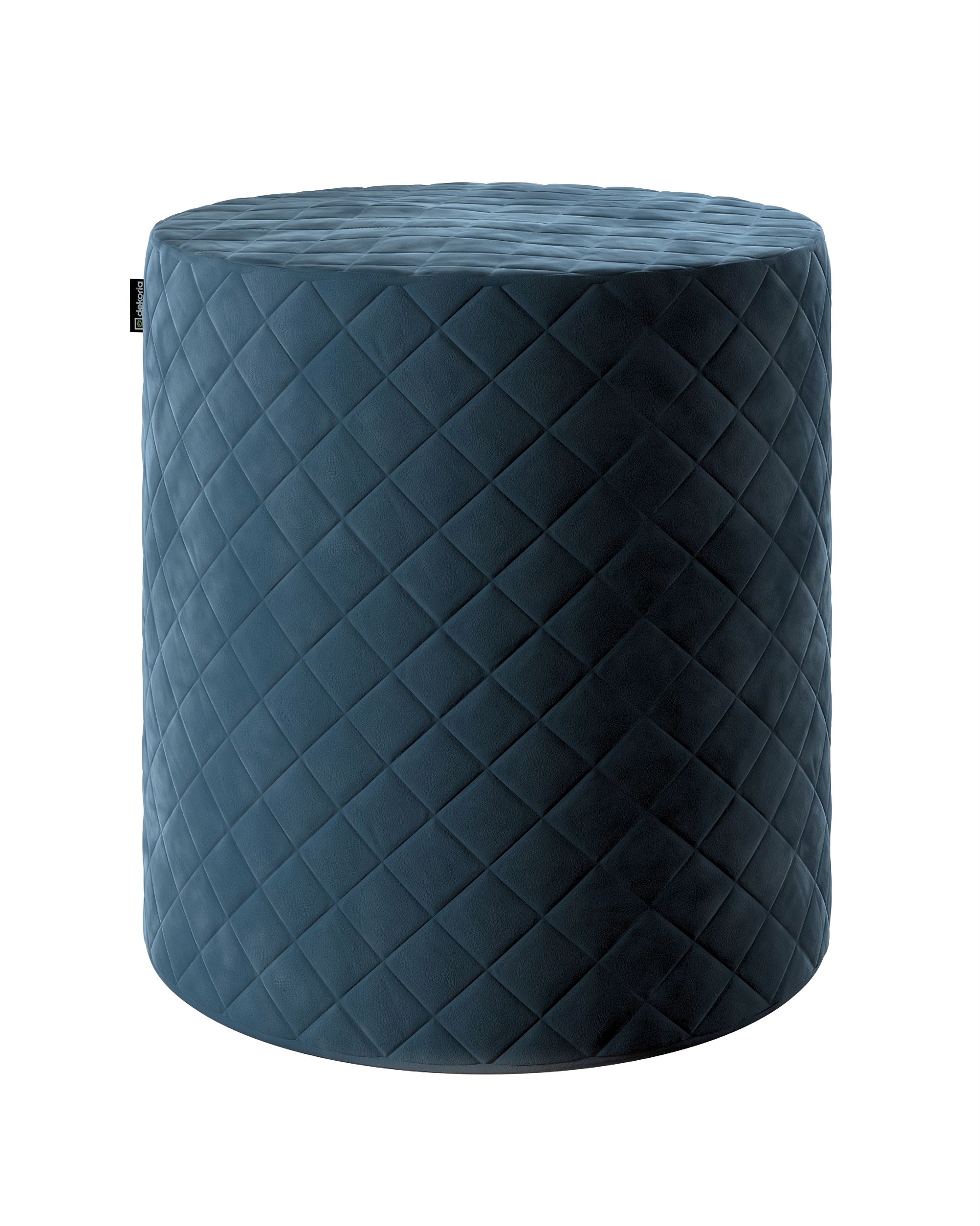 Pouf Barrel gesteppt Farbe blau Stoff glänzend, samt