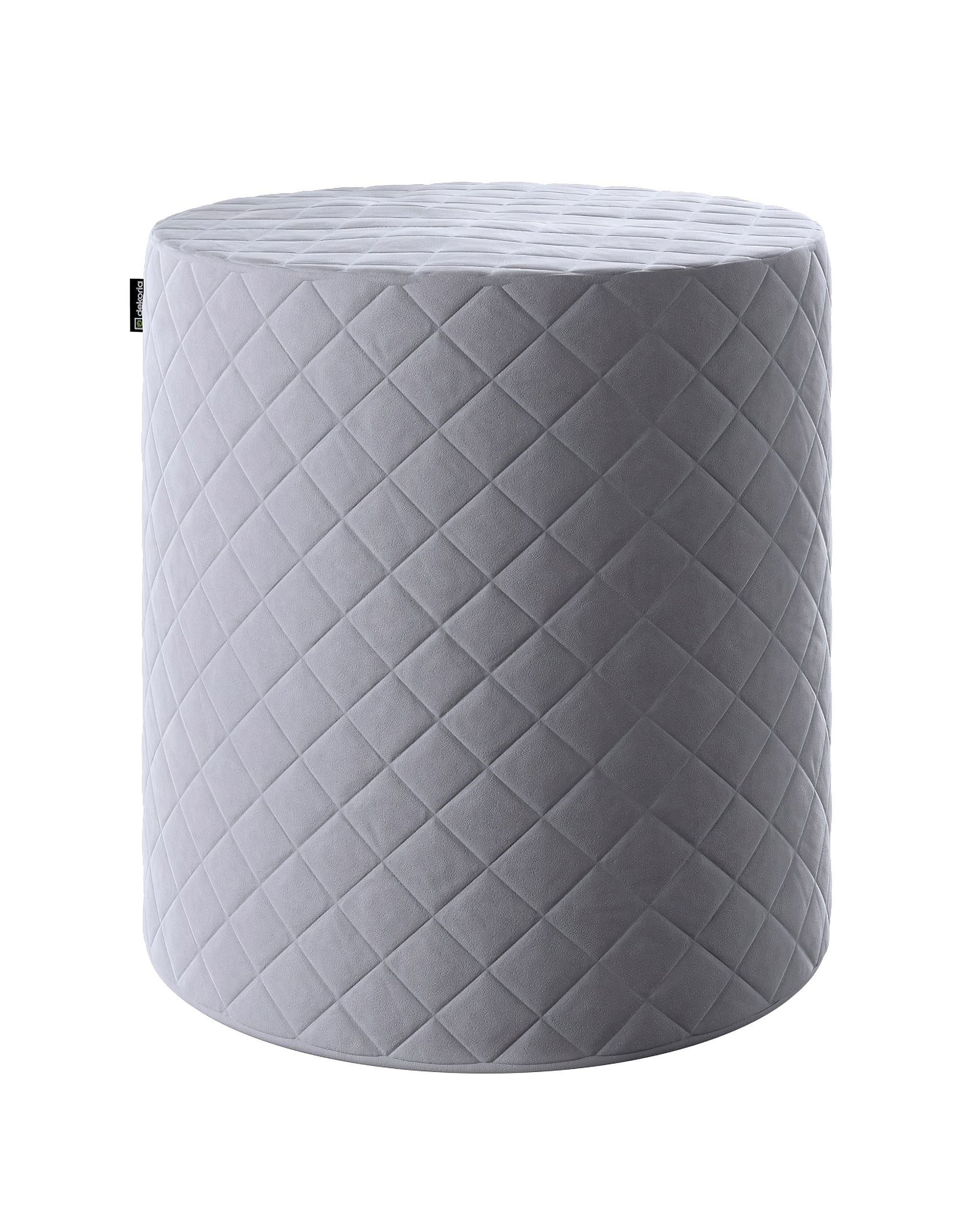 Pouf Barrel gesteppt Farbe grau Stoff glänzend, samt