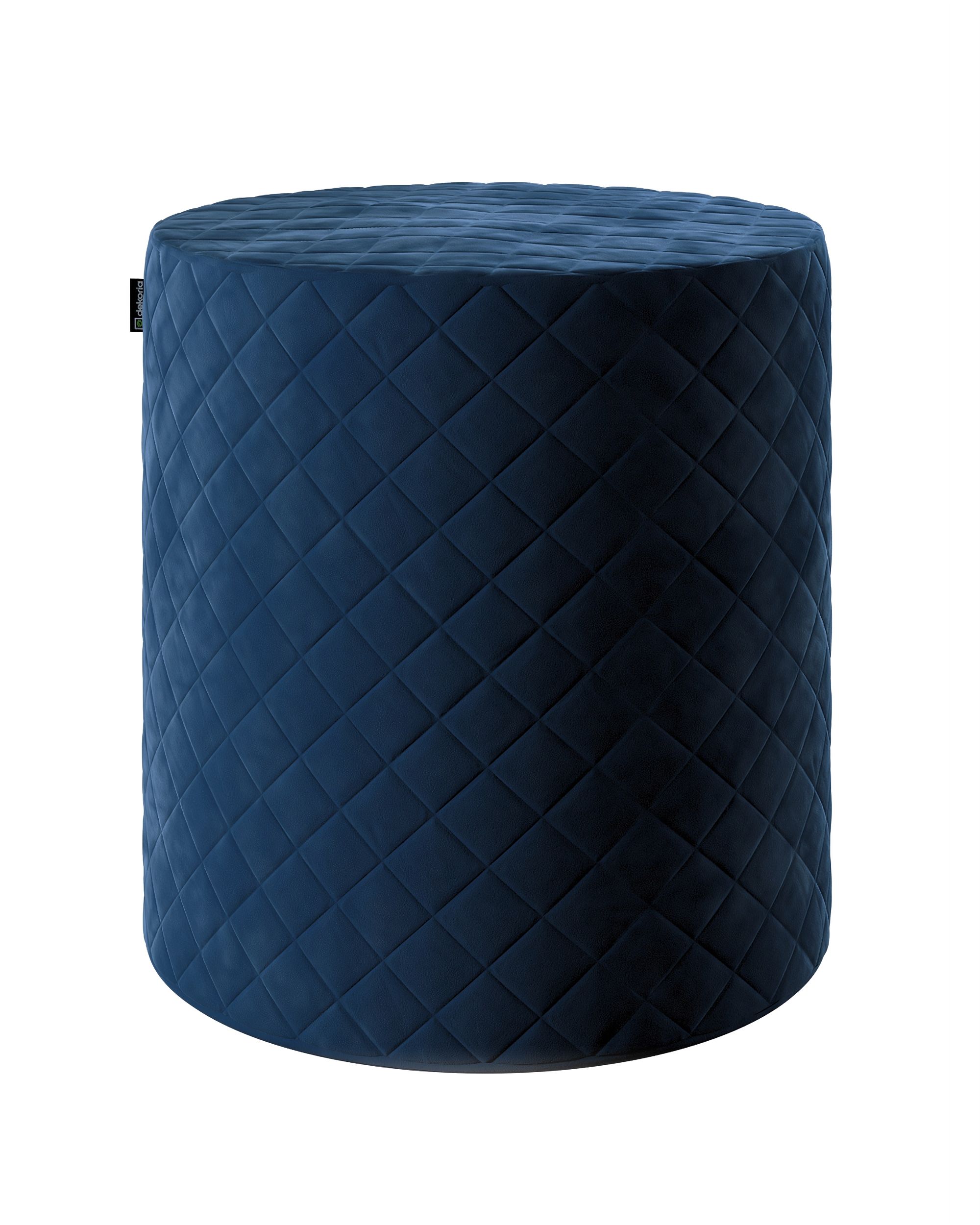 Pouf Barrel gesteppt Farbe dunkelblau Stoff glänzend, samt