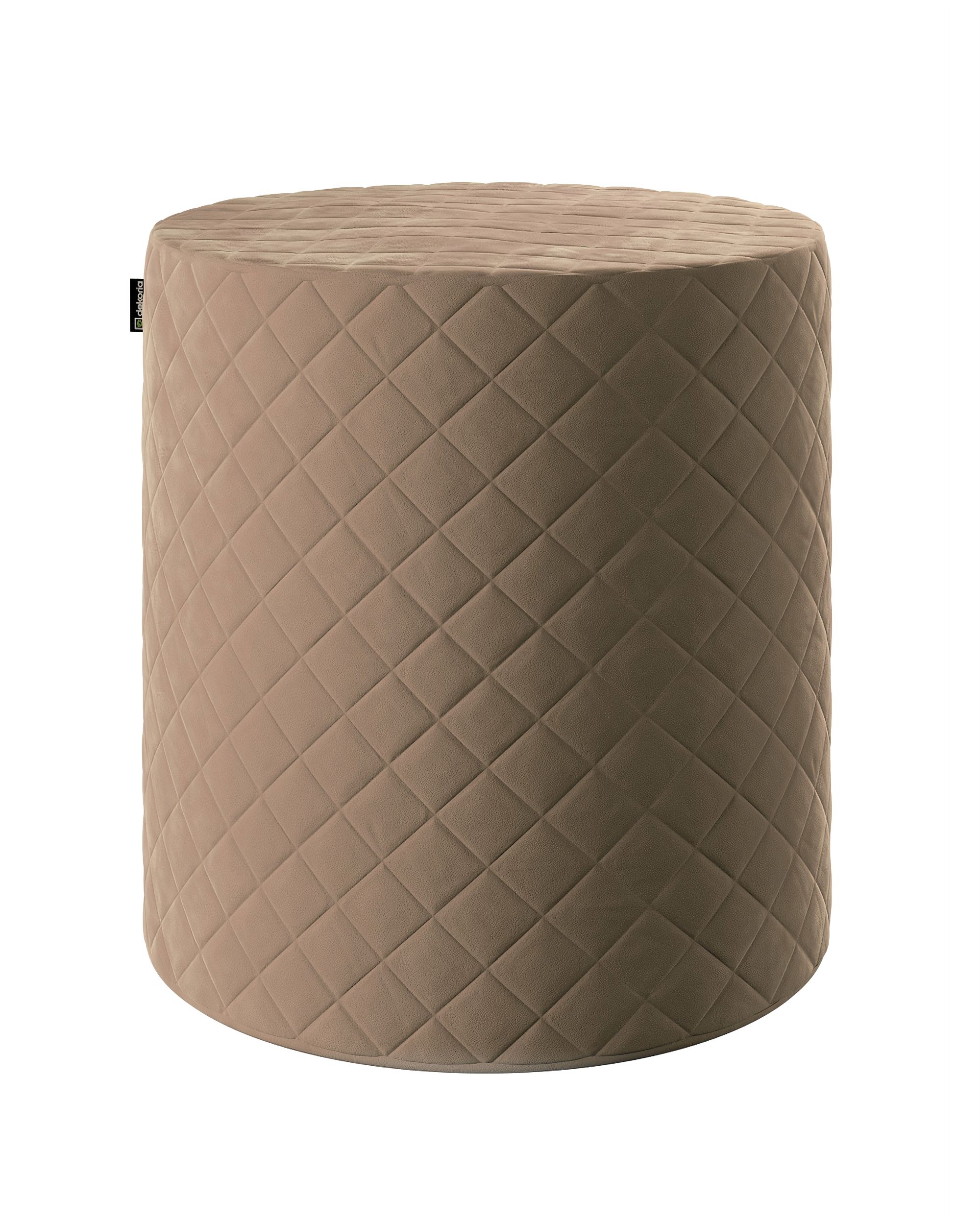 Pouf Barrel gesteppt Farbe beige Stoff glänzend, samt