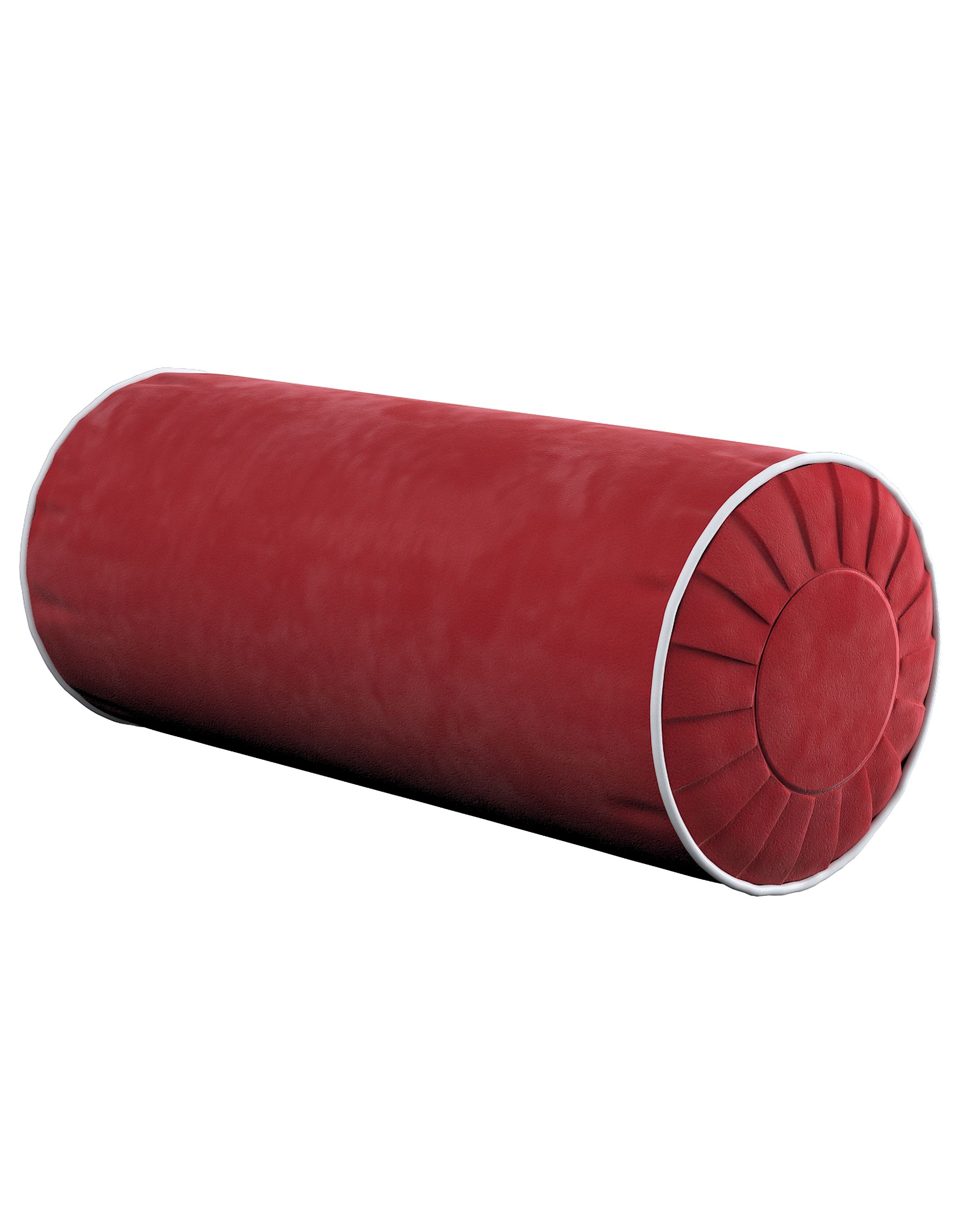 Nackenrolle mit Falten und Einfassband Farbe rot Stoff glänzend, samt