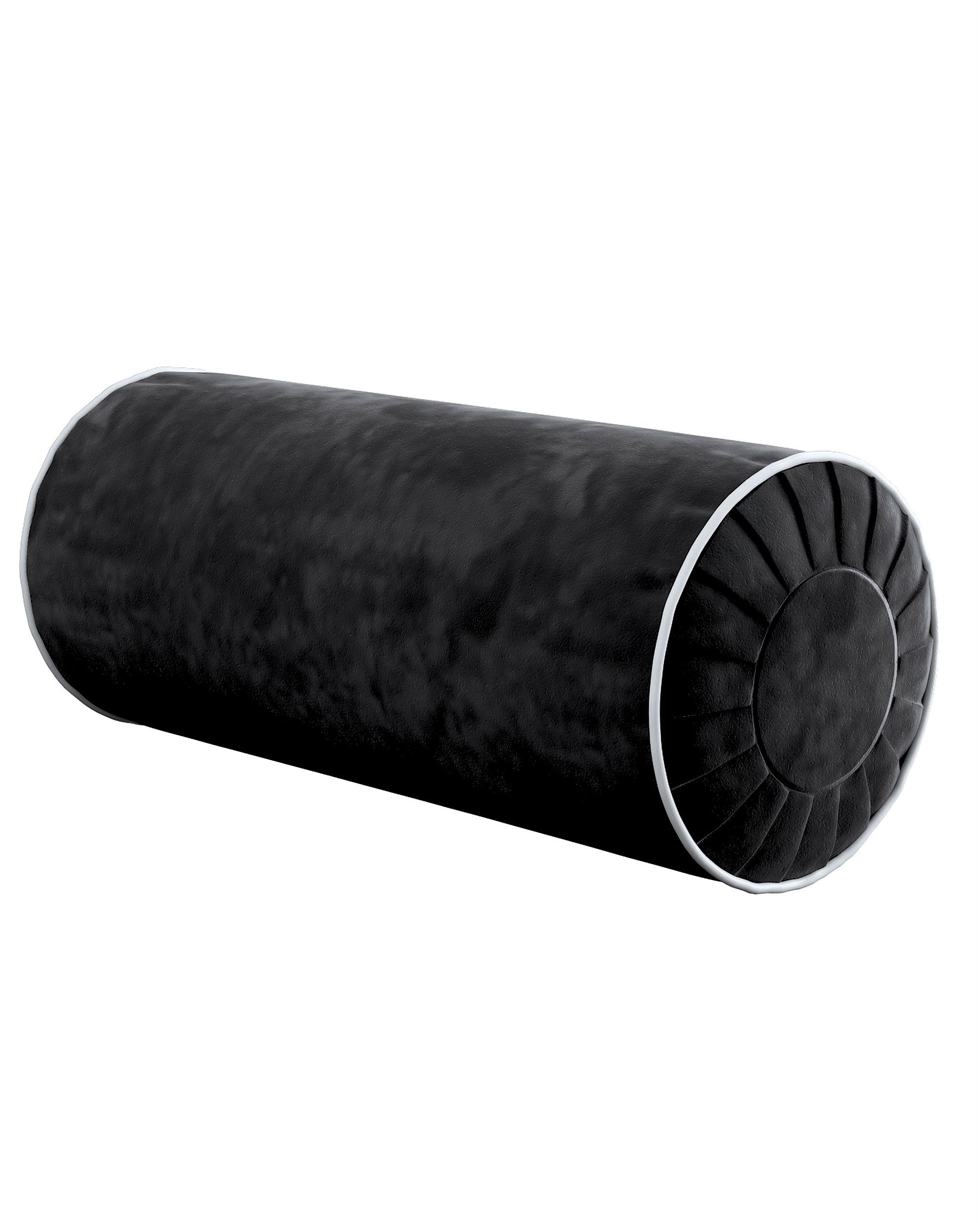Nackenrolle mit Falten und Einfassband Farbe schwarz Stoff glänzend, samt