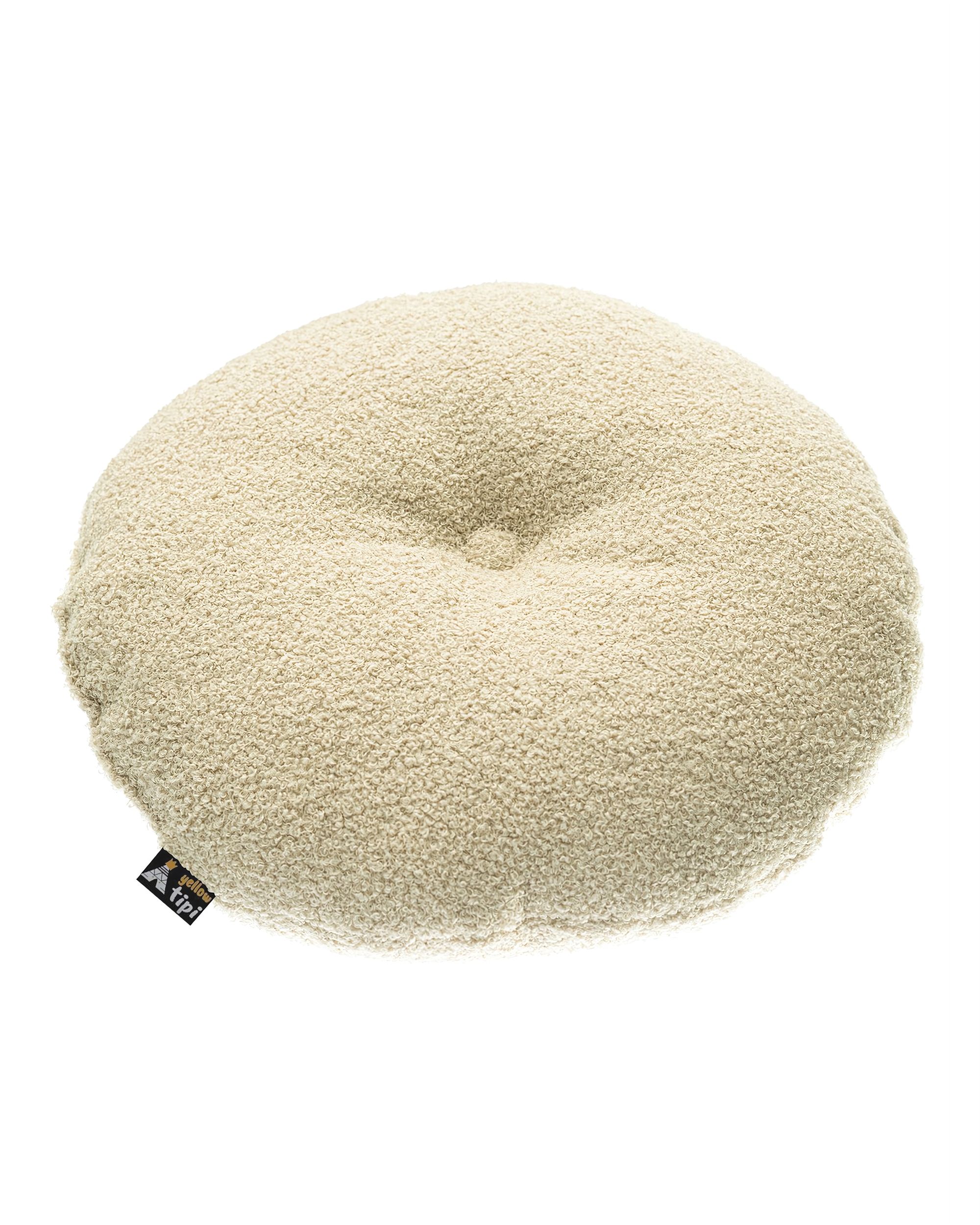Rundes Velvet-Kissen Farbe beige Stoff strukturiert (hover)