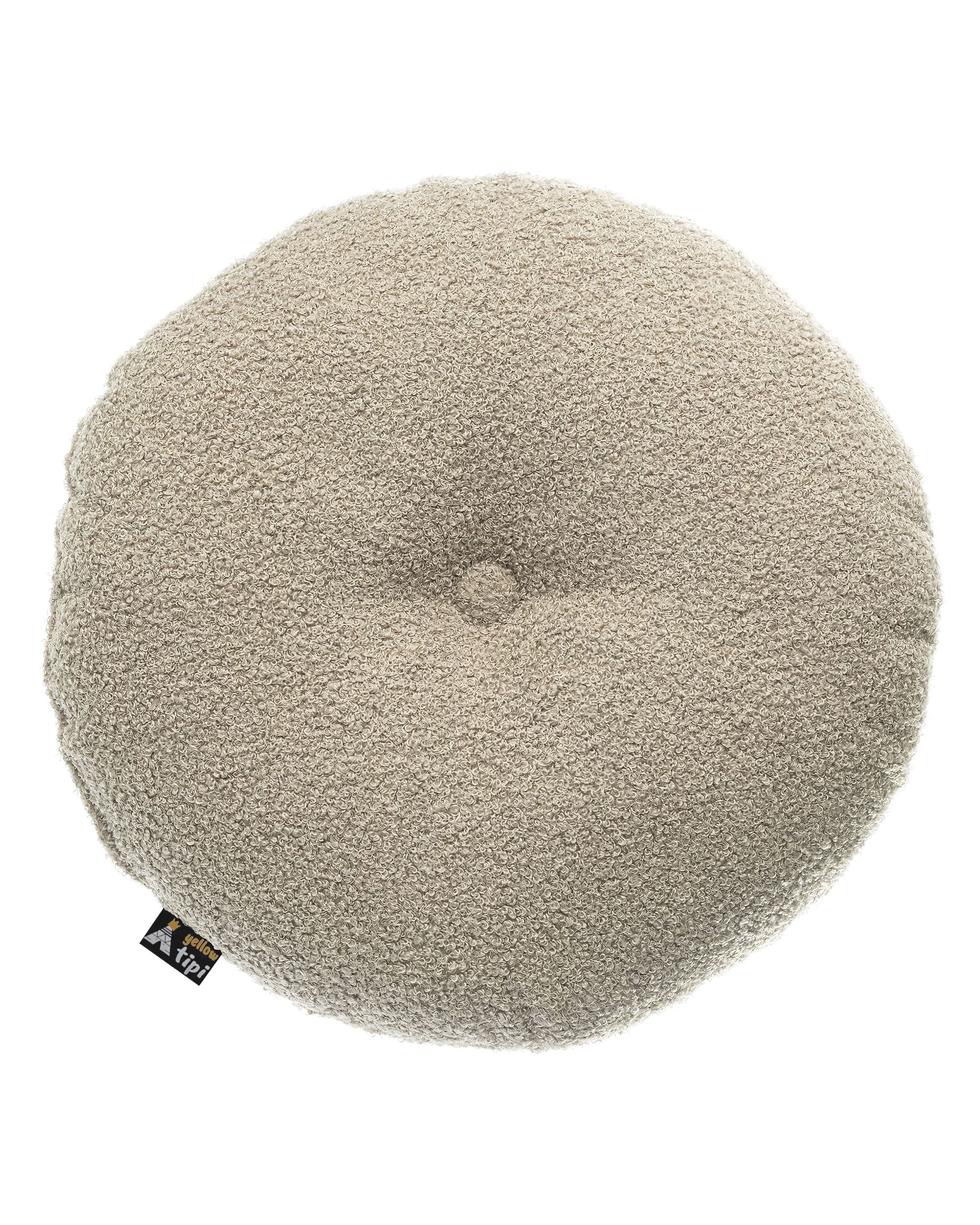 Rundes Velvet-Kissen Farbe beige Stoff strukturiert