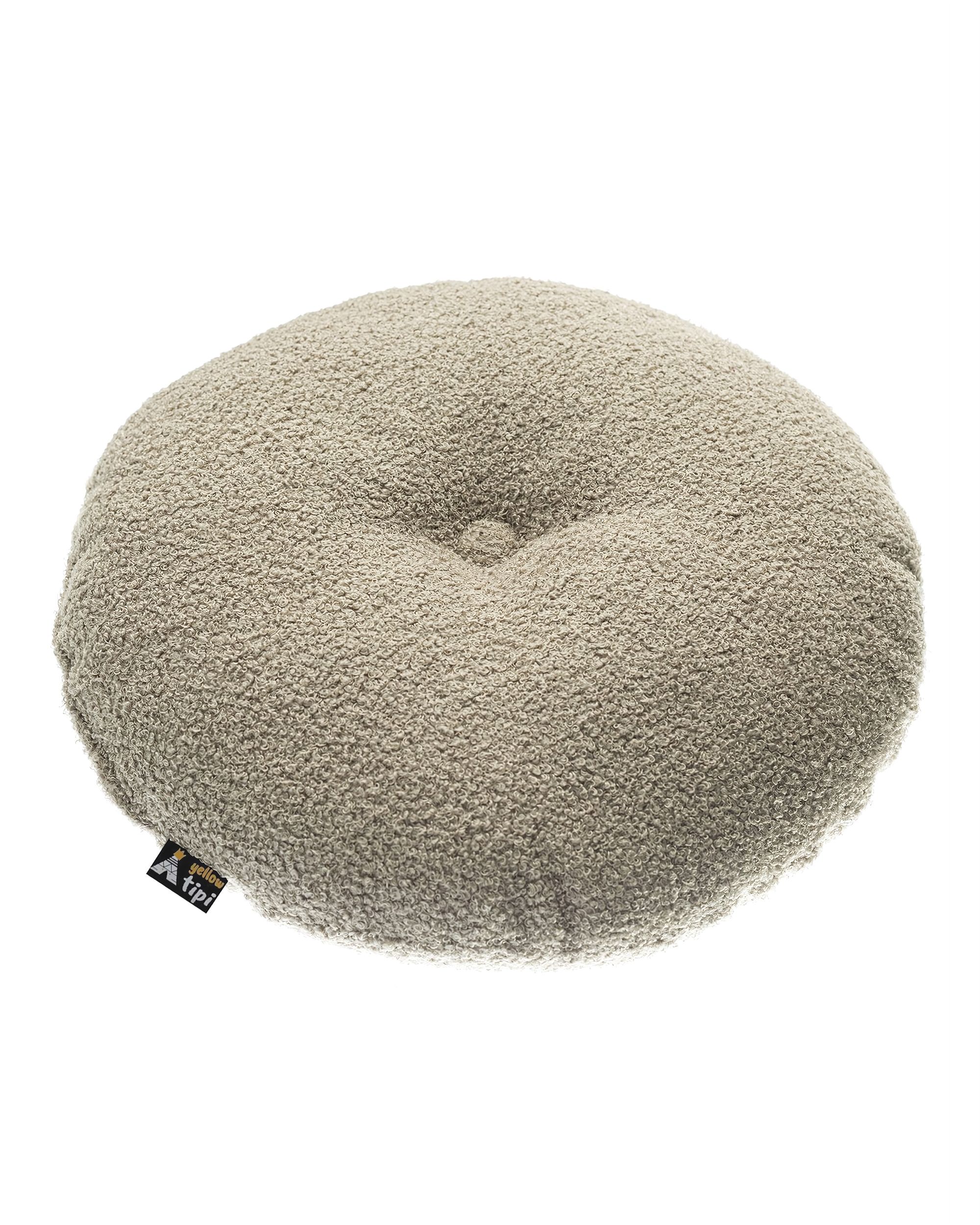 Rundes Velvet-Kissen Farbe beige Stoff strukturiert (hover)