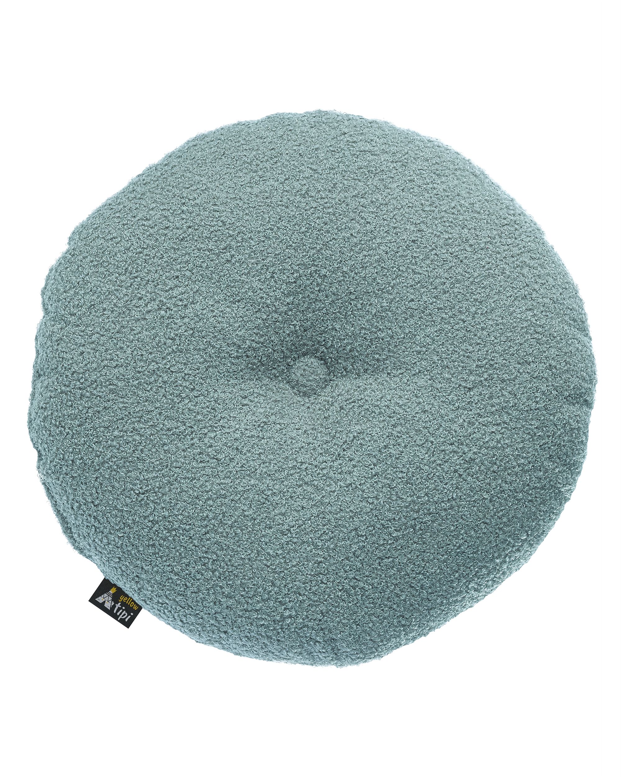 Rundes Velvet-Kissen Farbe blau Stoff strukturiert