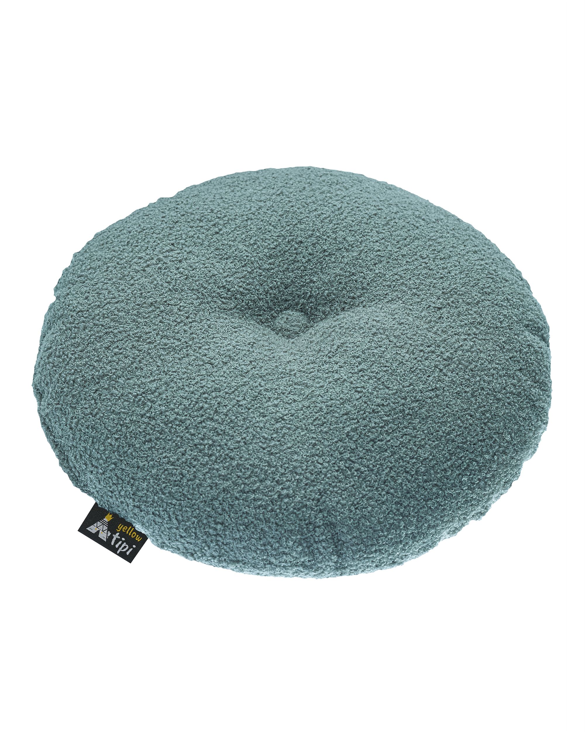 Rundes Velvet-Kissen Farbe blau Stoff strukturiert (hover)