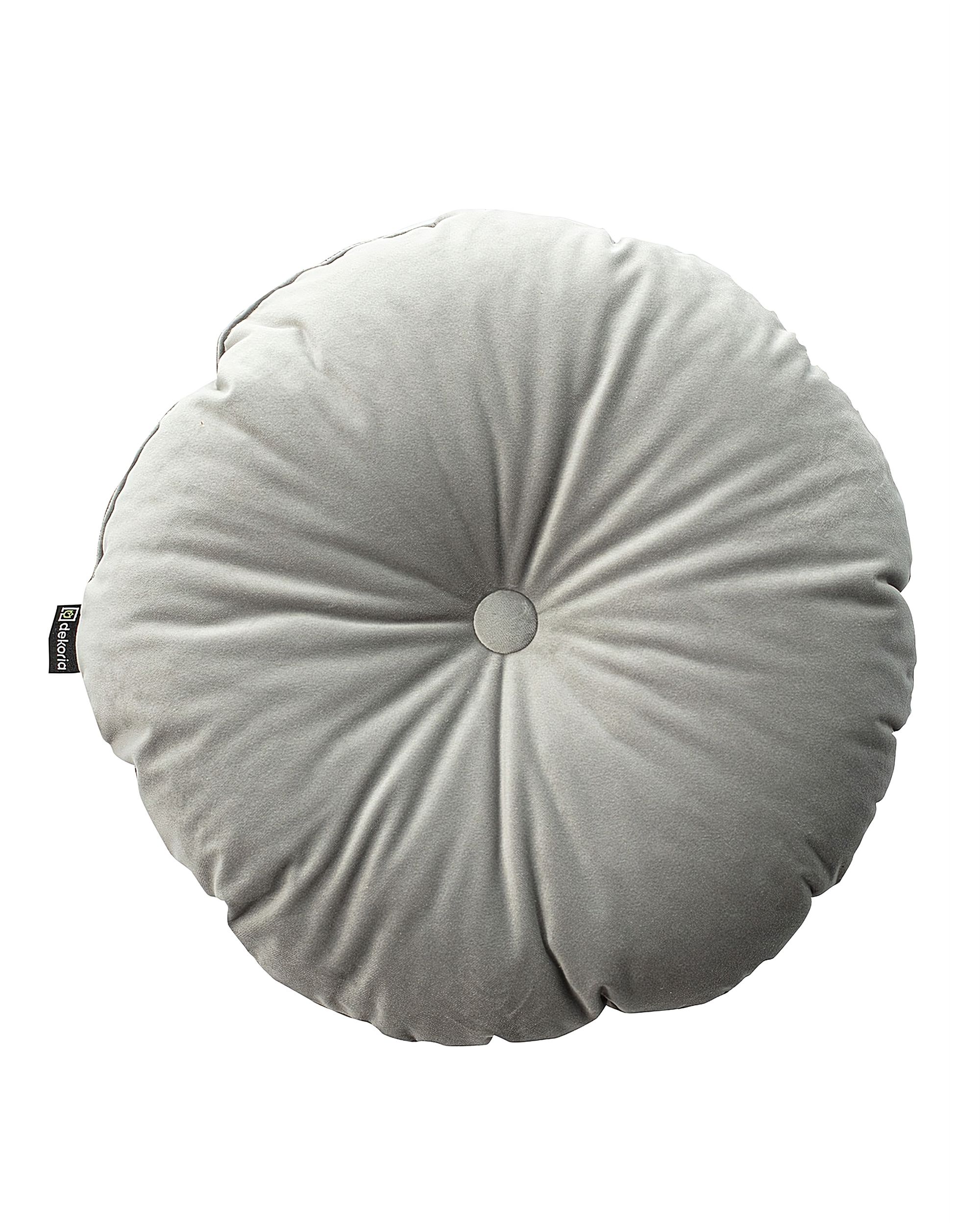 Rundes Velvet-Kissen Farbe grau Stoff glänzend, samt