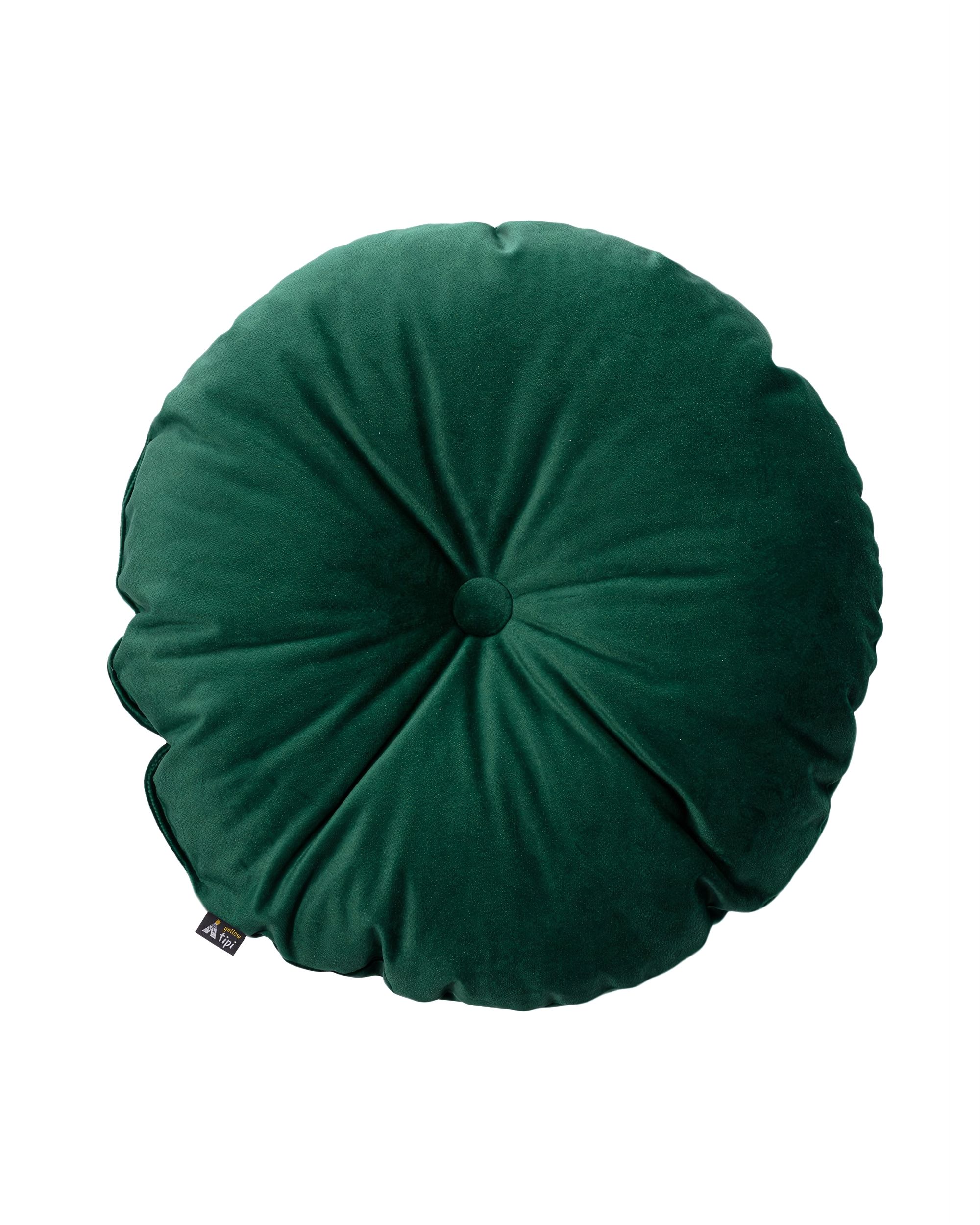 Rundes Velvet-Kissen Farbe grün Stoff glänzend, samt