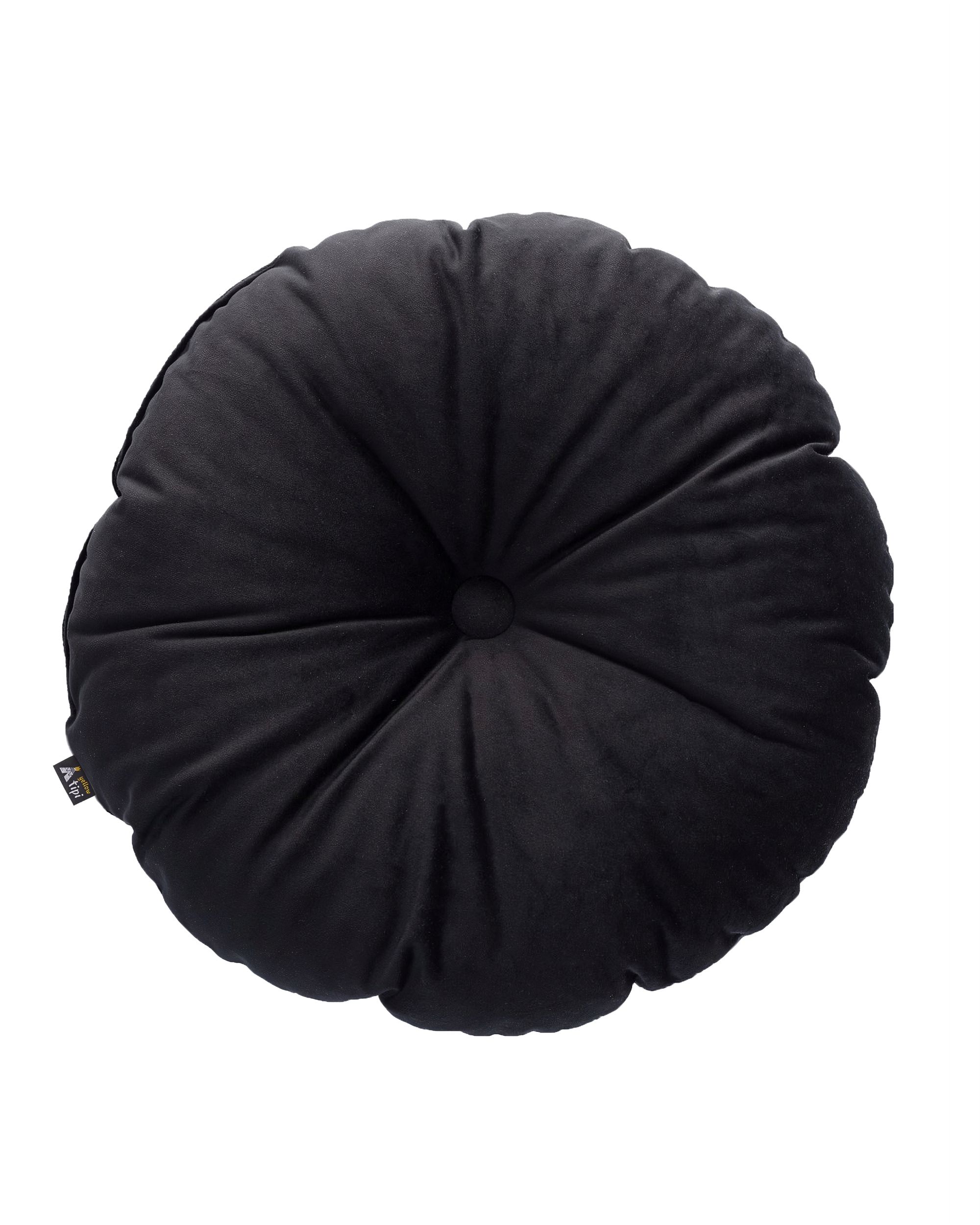 Rundes Velvet-Kissen Farbe schwarz Stoff glänzend, samt