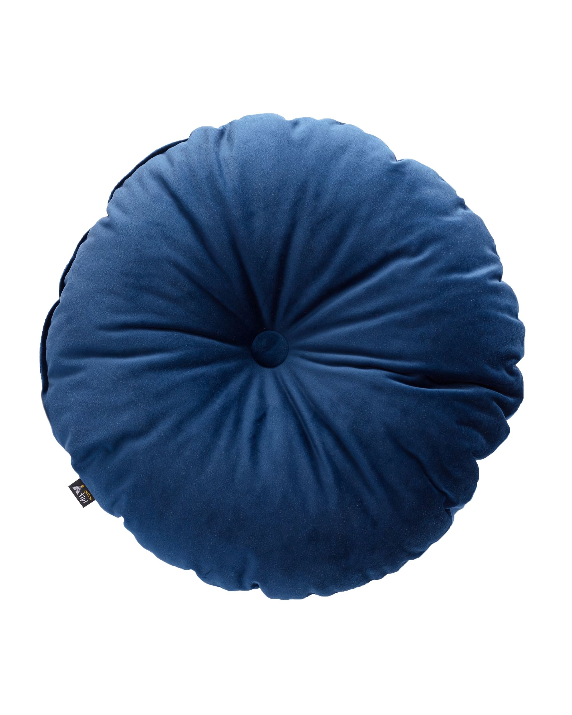Rundes Velvet-Kissen Farbe dunkelblau Stoff glänzend, samt