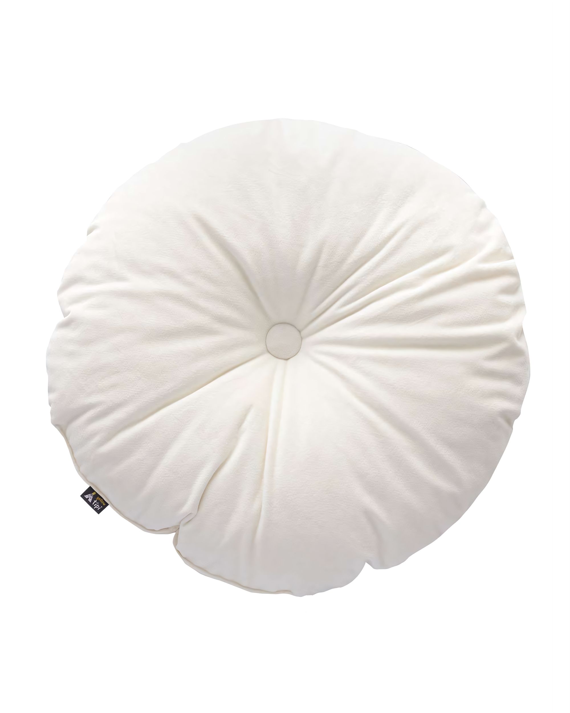 Rundes Velvet-Kissen Farbe creme Stoff glänzend, samt