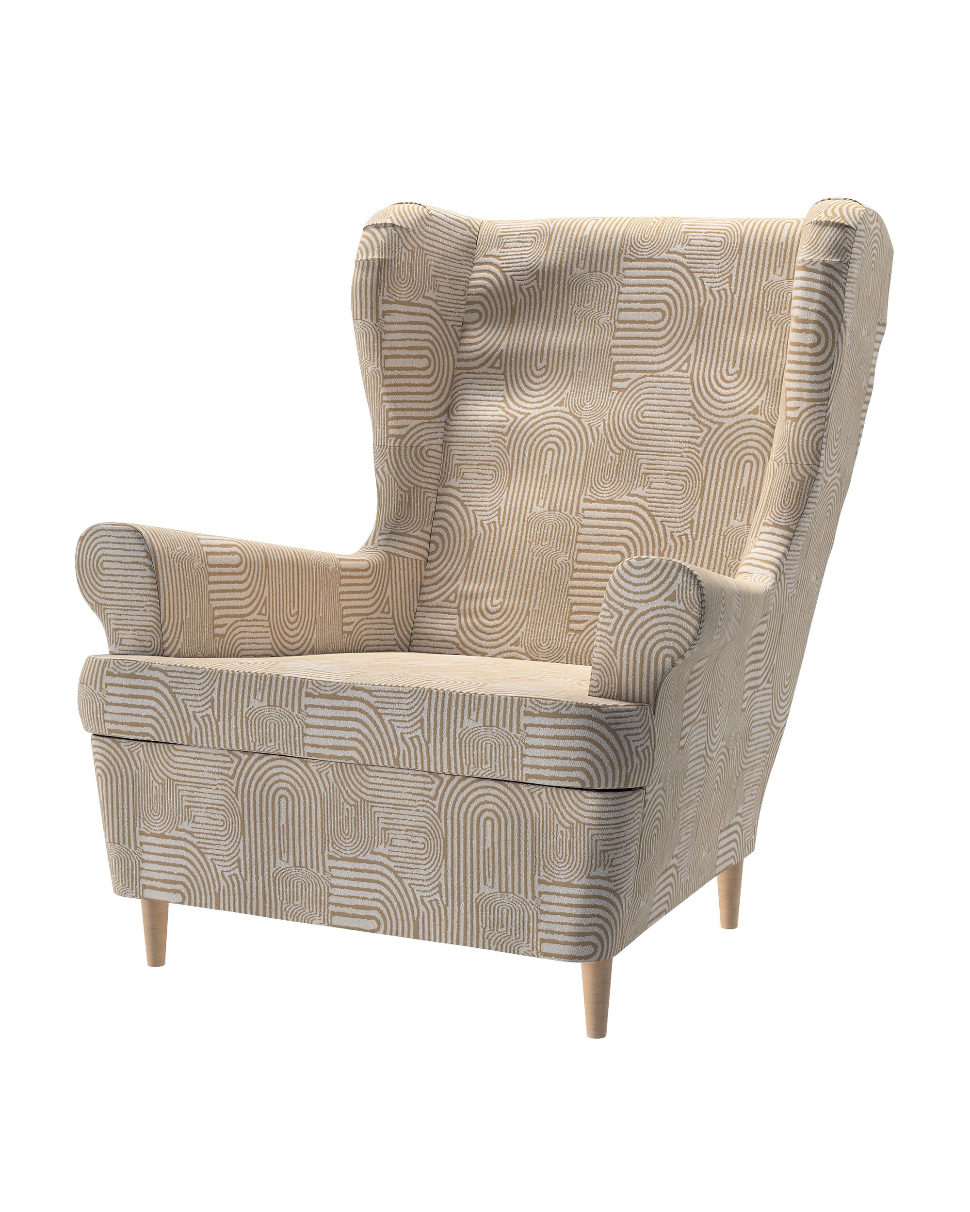 Bezug für Strandmon Sessel Farbe beige Stoff strukturiert, gemustert