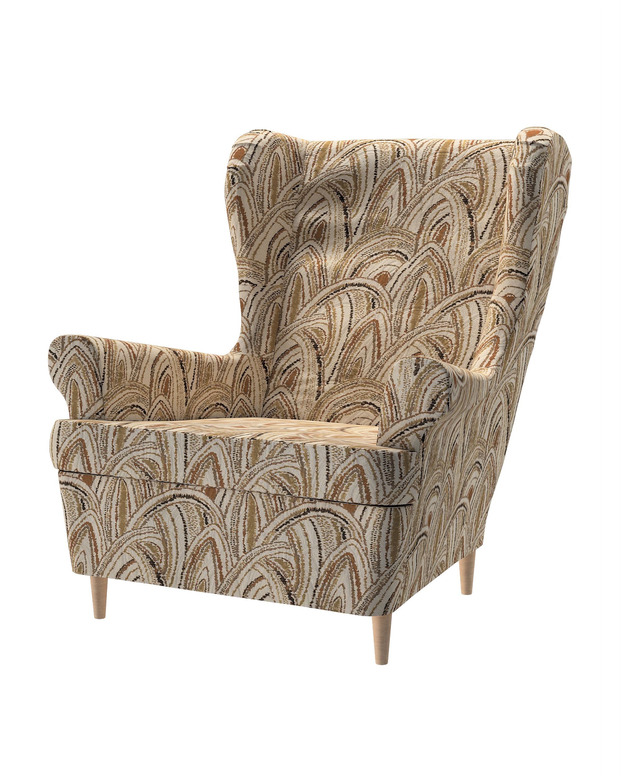 Bezug für Strandmon Sessel Farbe beige Stoff strukturiert, gemustert