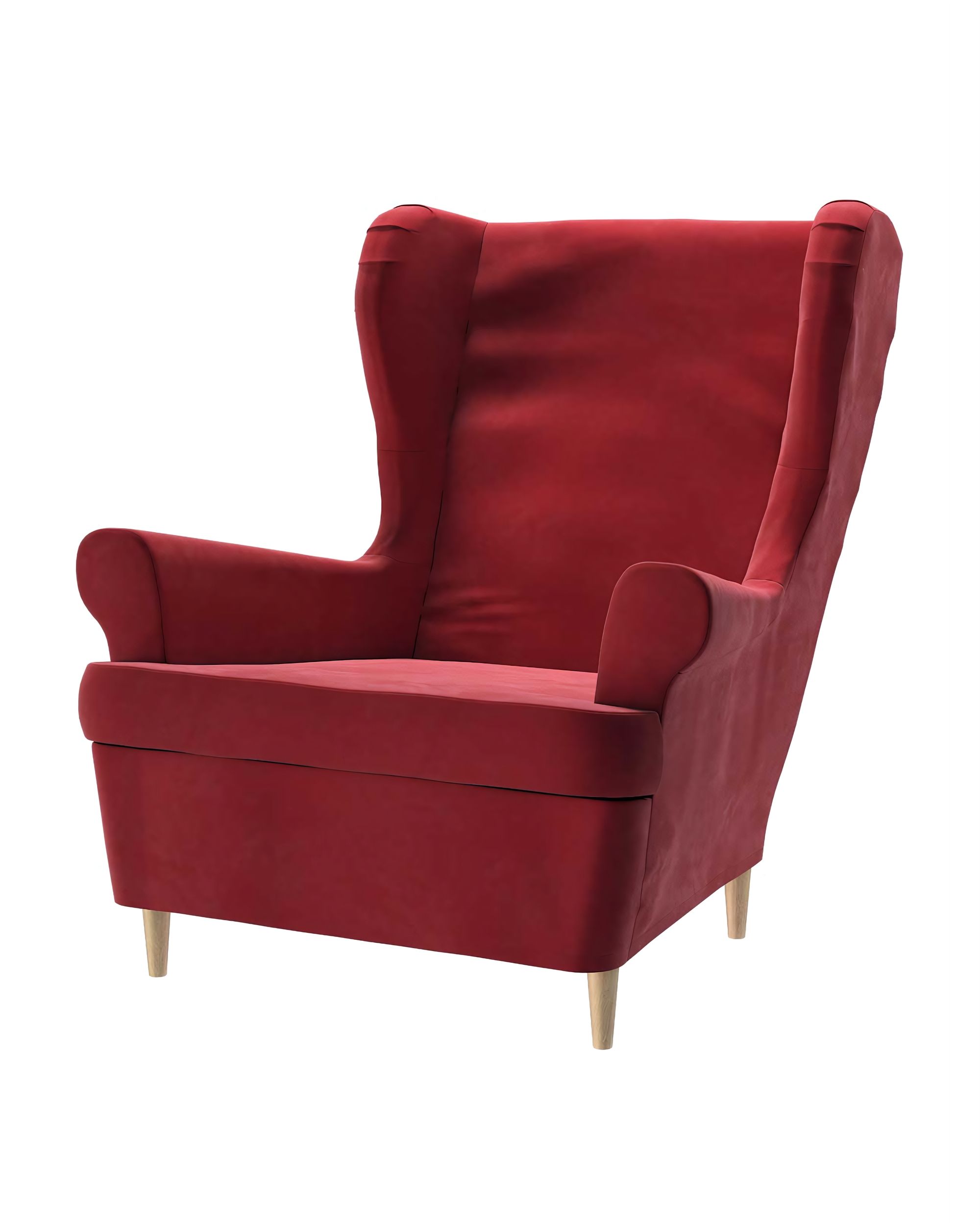 Bezug für Strandmon Sessel Farbe rot Stoff glänzend, samt