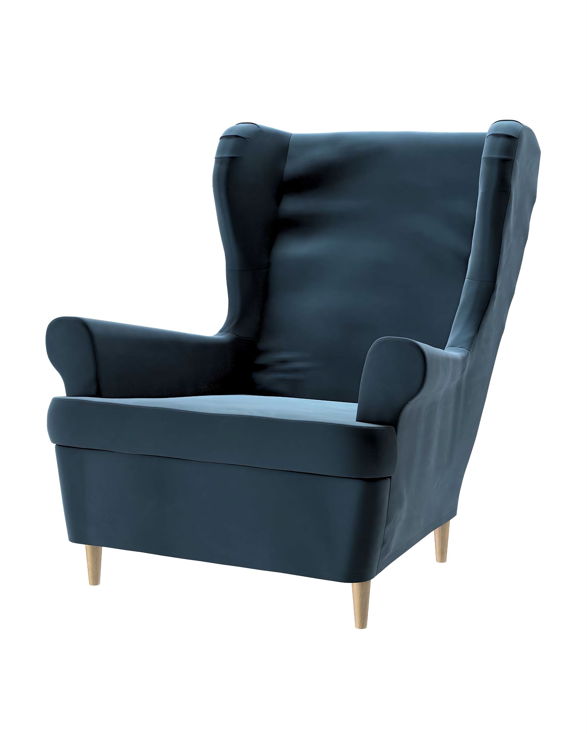 Bezug für Strandmon Sessel Farbe blau Stoff glänzend, samt