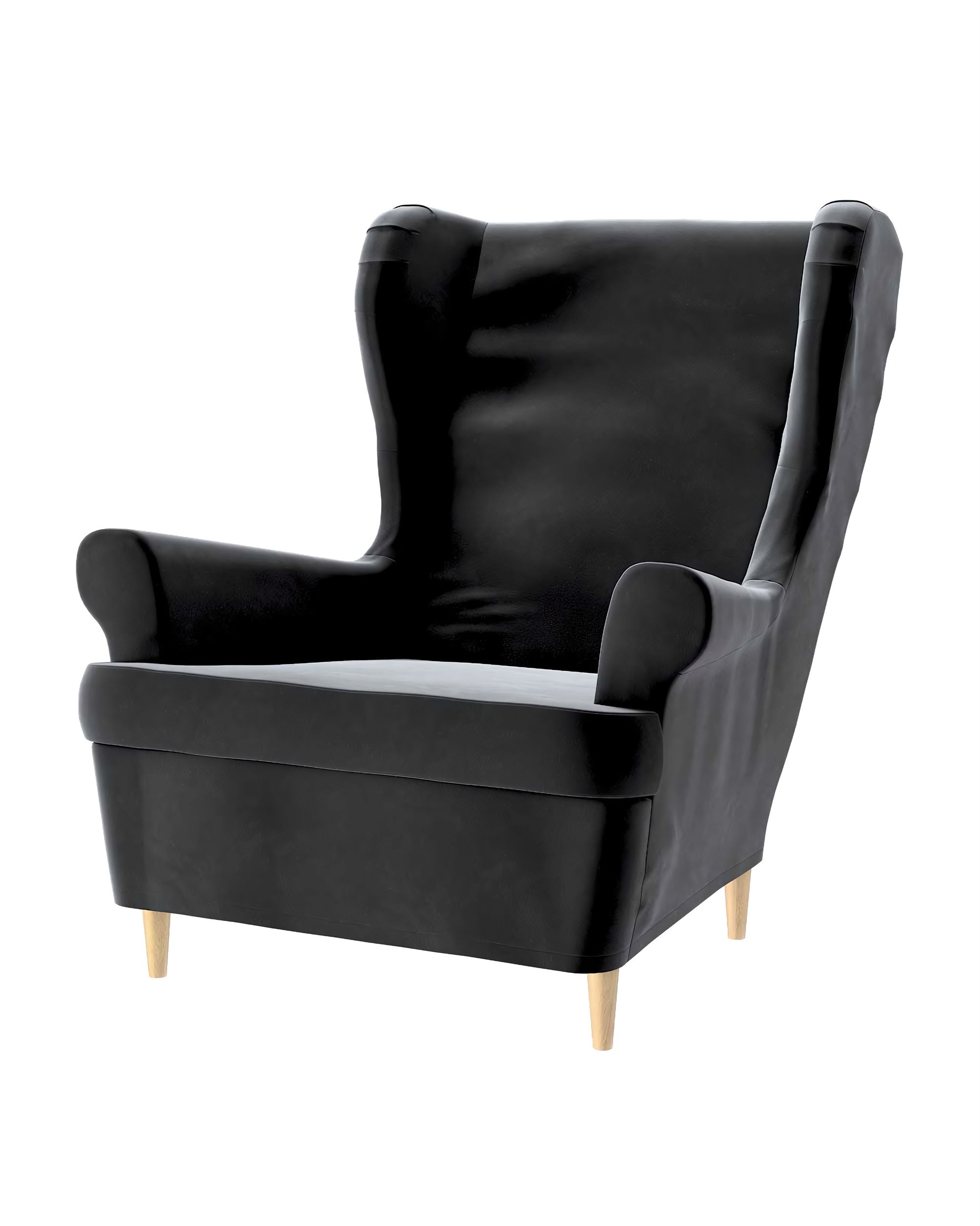 Bezug für Strandmon Sessel Farbe schwarz Stoff glänzend, samt