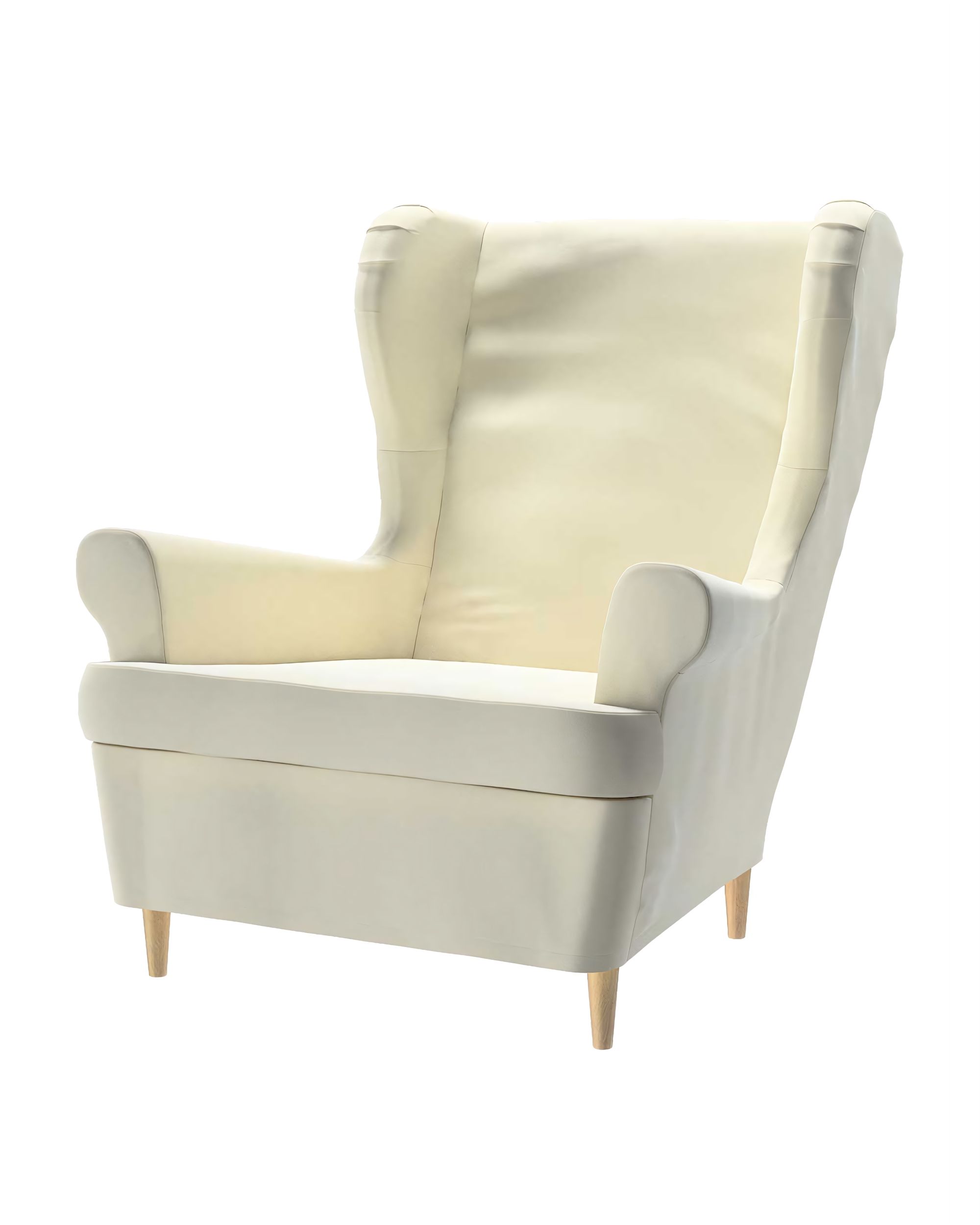 Bezug für Strandmon Sessel Farbe creme Stoff glänzend, samt