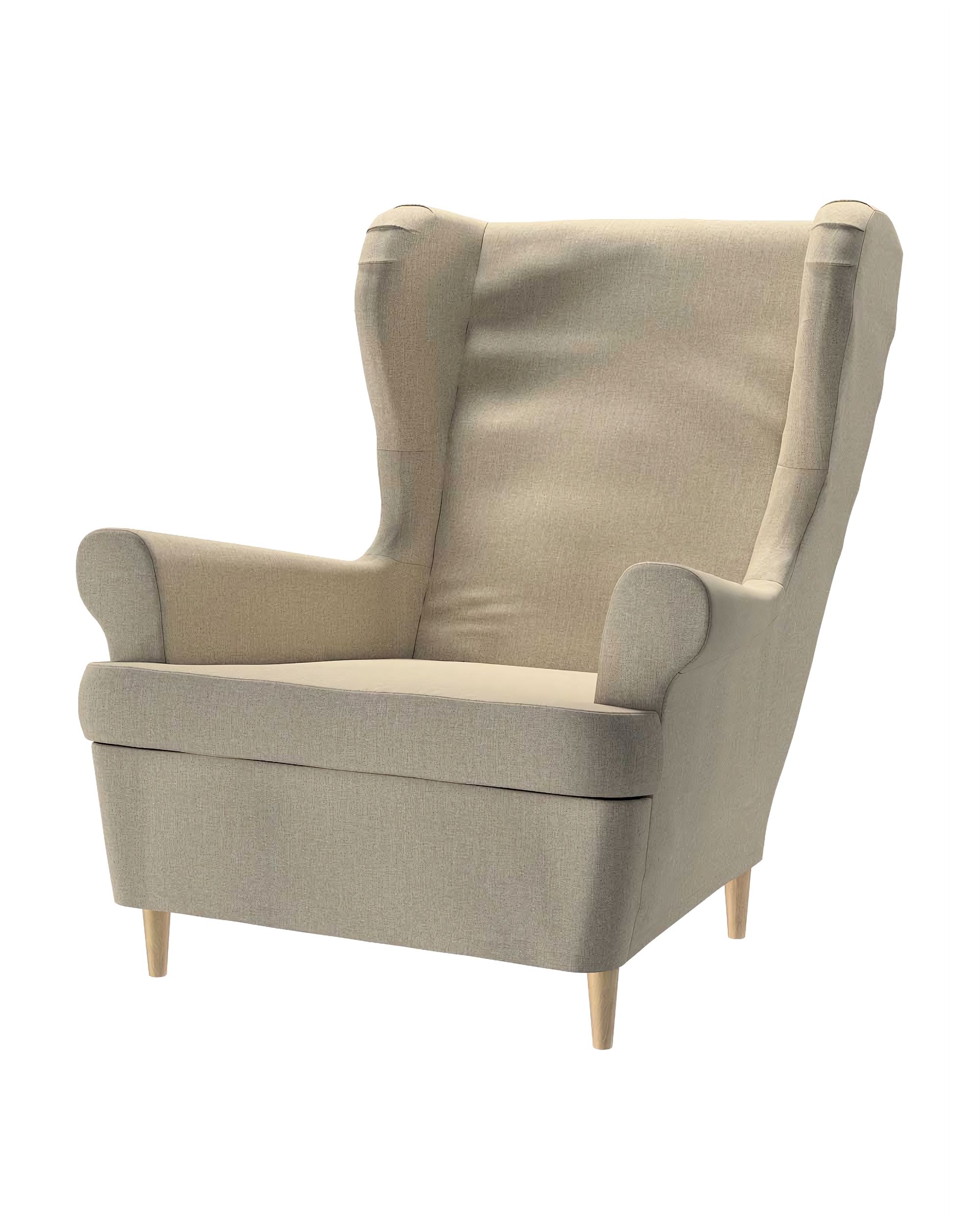 Bezug für Strandmon Sessel Farbe beige Stoff strukturiert