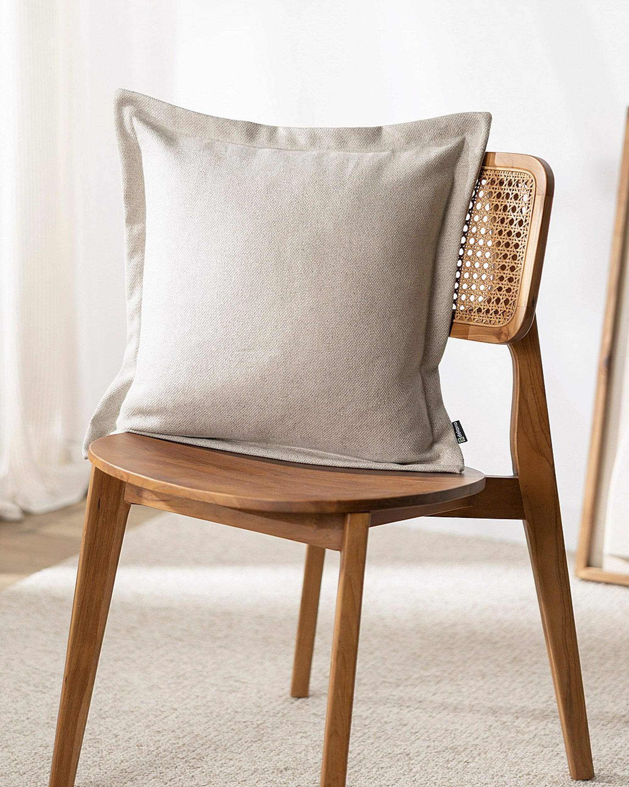 Kissenhülle Mona mit Stehsaum Farbe beige Stoff strukturiert (hover)