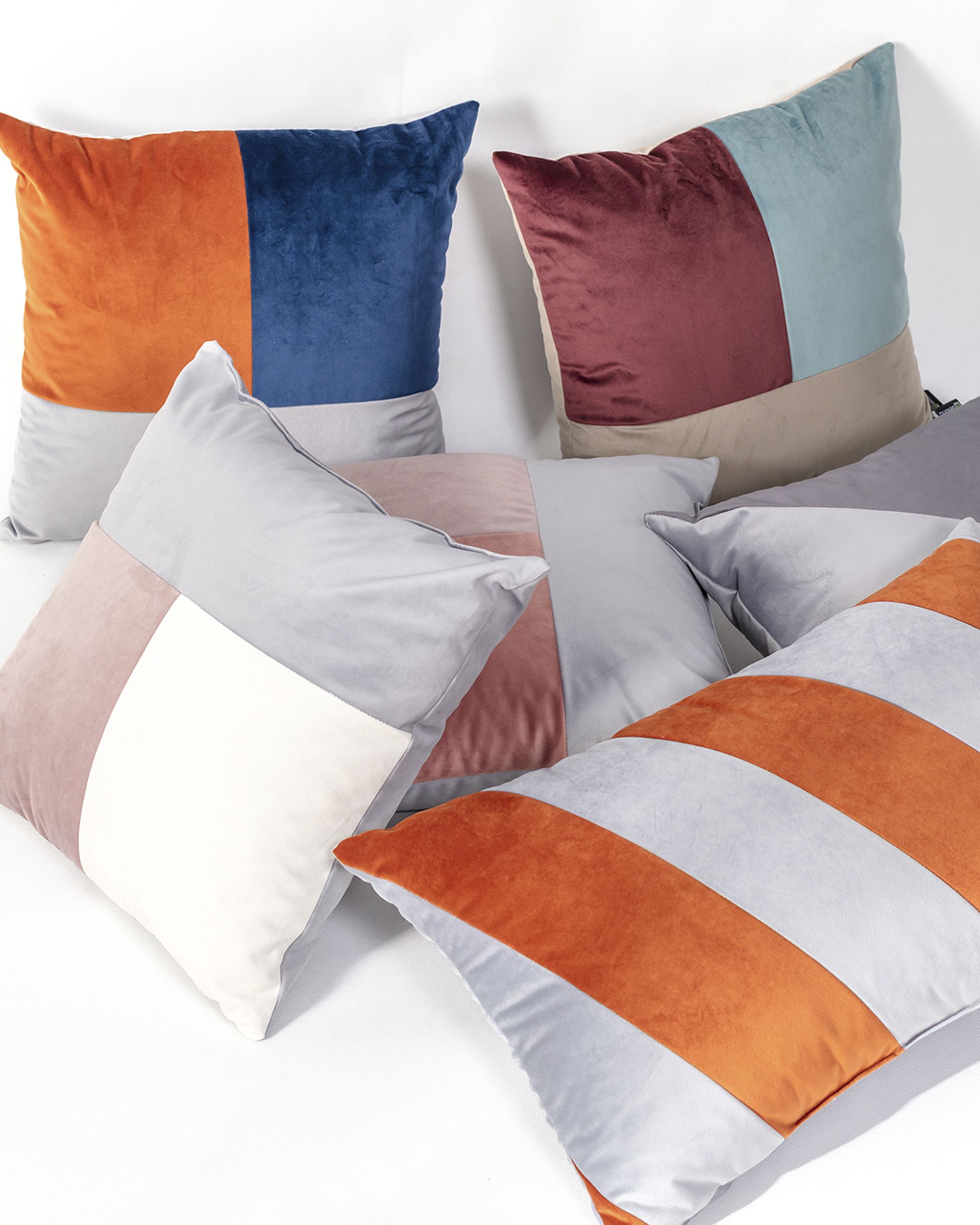 Patchwork-Kissen quadratisch pink grey white (hover)