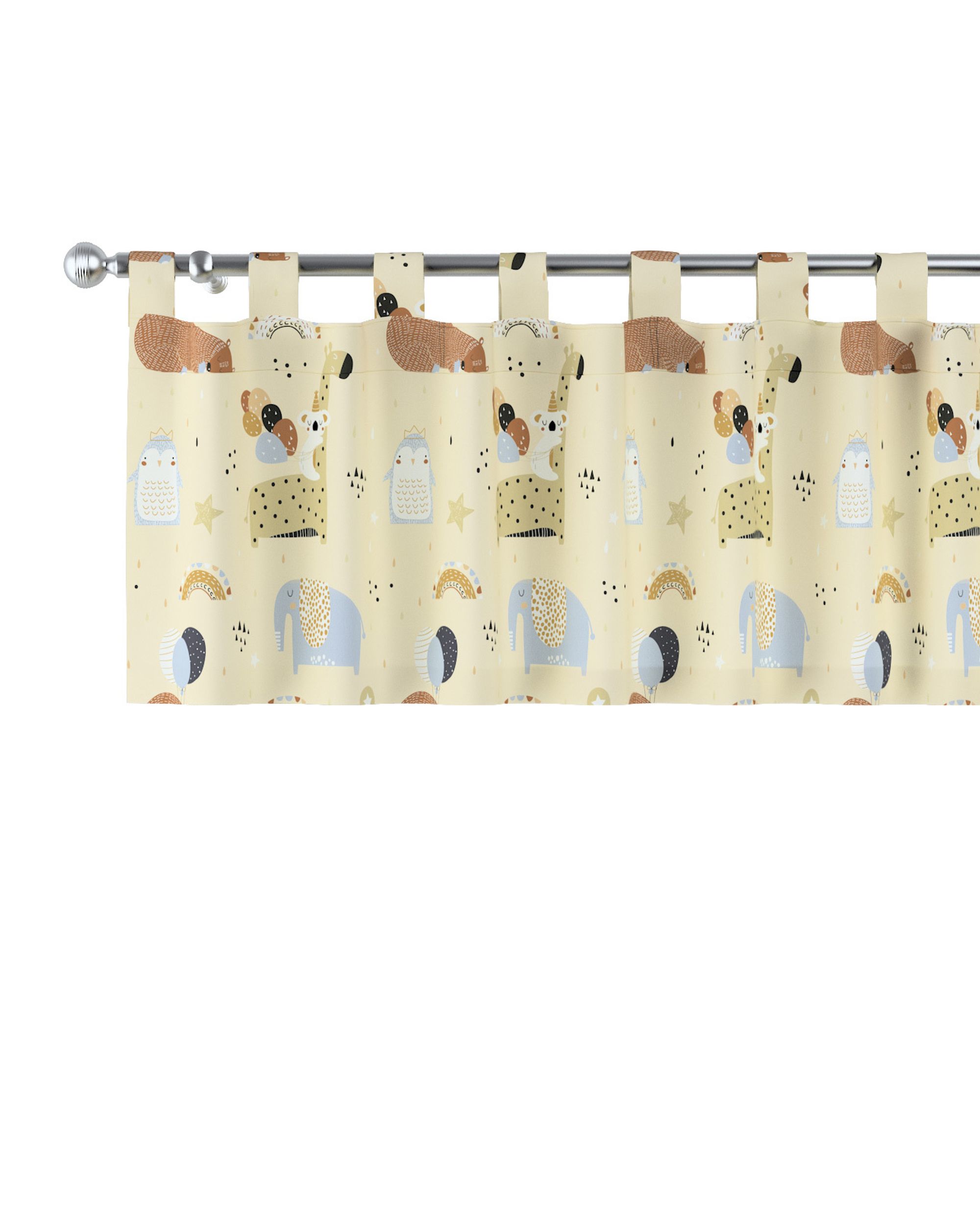 Kurzgardine mit Schlaufen Farbe beige Stoff gemustert