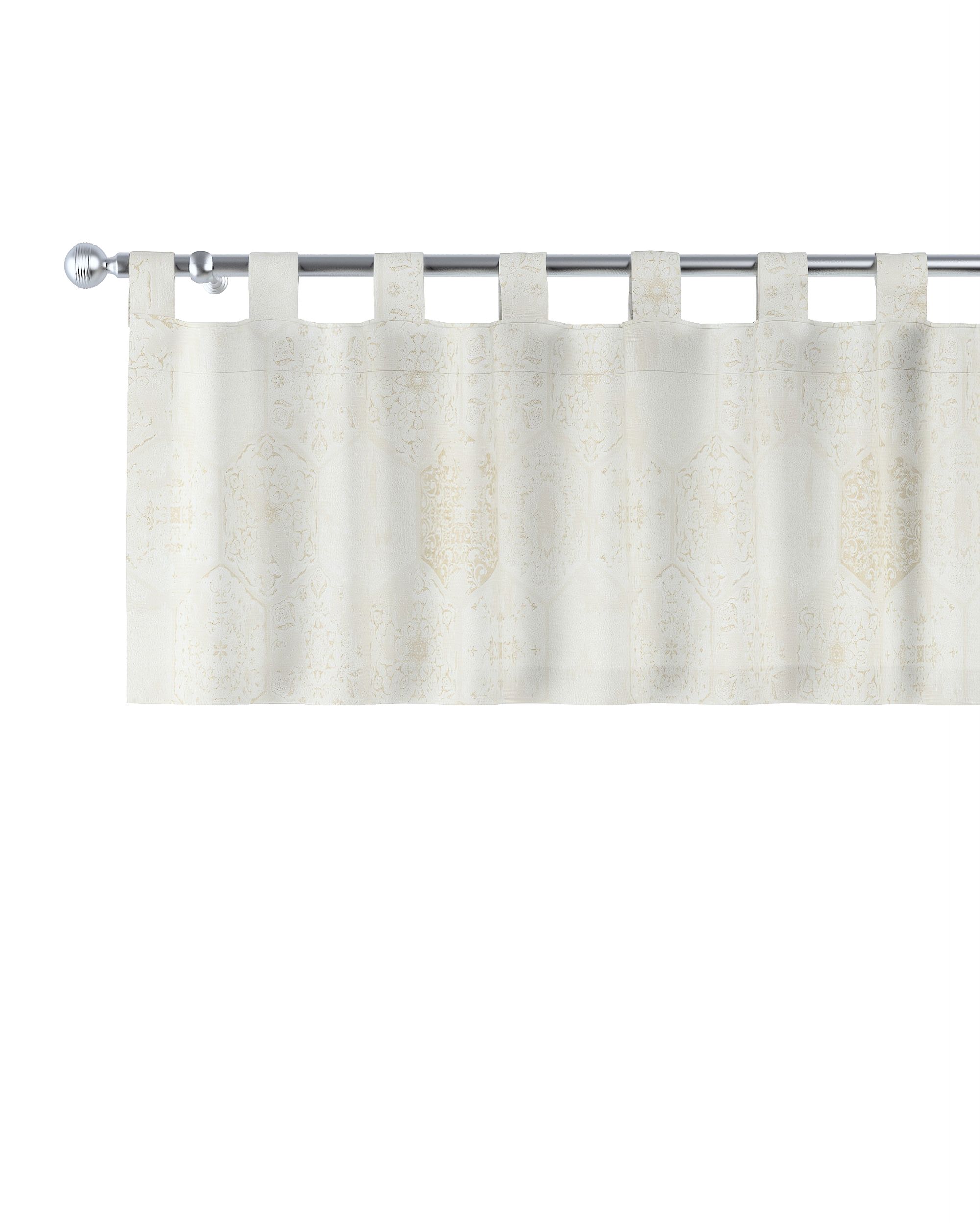Kurzgardine mit Schlaufen Farbe creme Stoff glänzend, strukturiert, gemustert