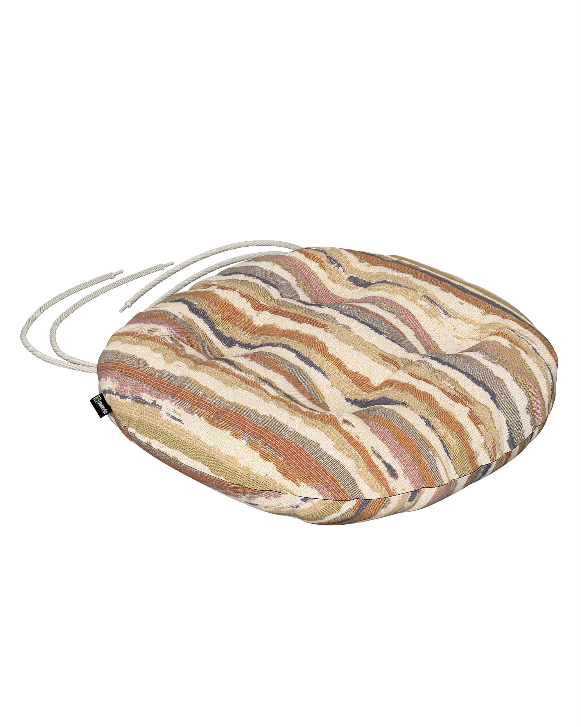 Stuhlkissen Adam mit Bindeschnur Farbe beige Stoff strukturiert, gemustert