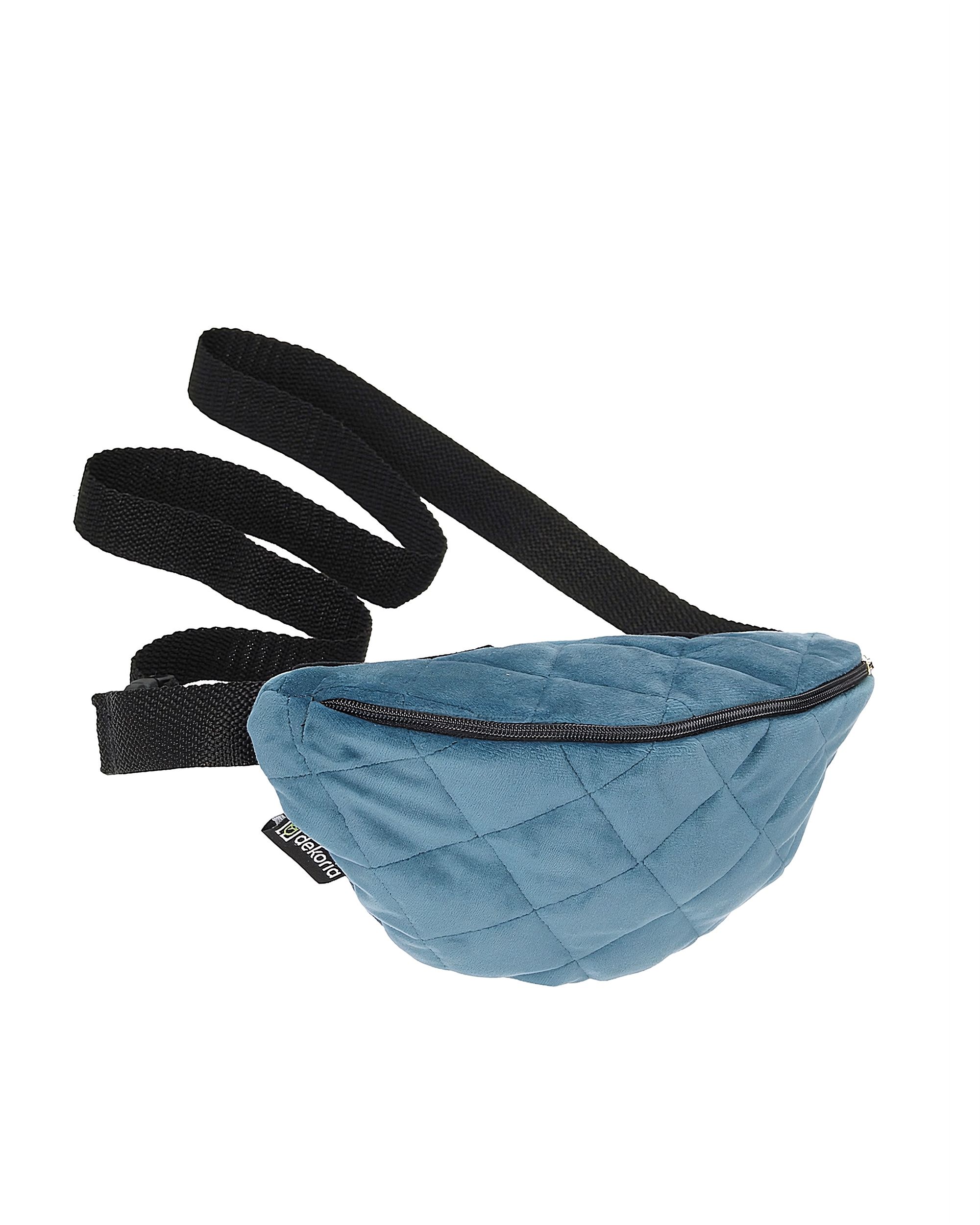 Gürteltasche Velvet Olive Farbe blau Stoff glänzend, samt
