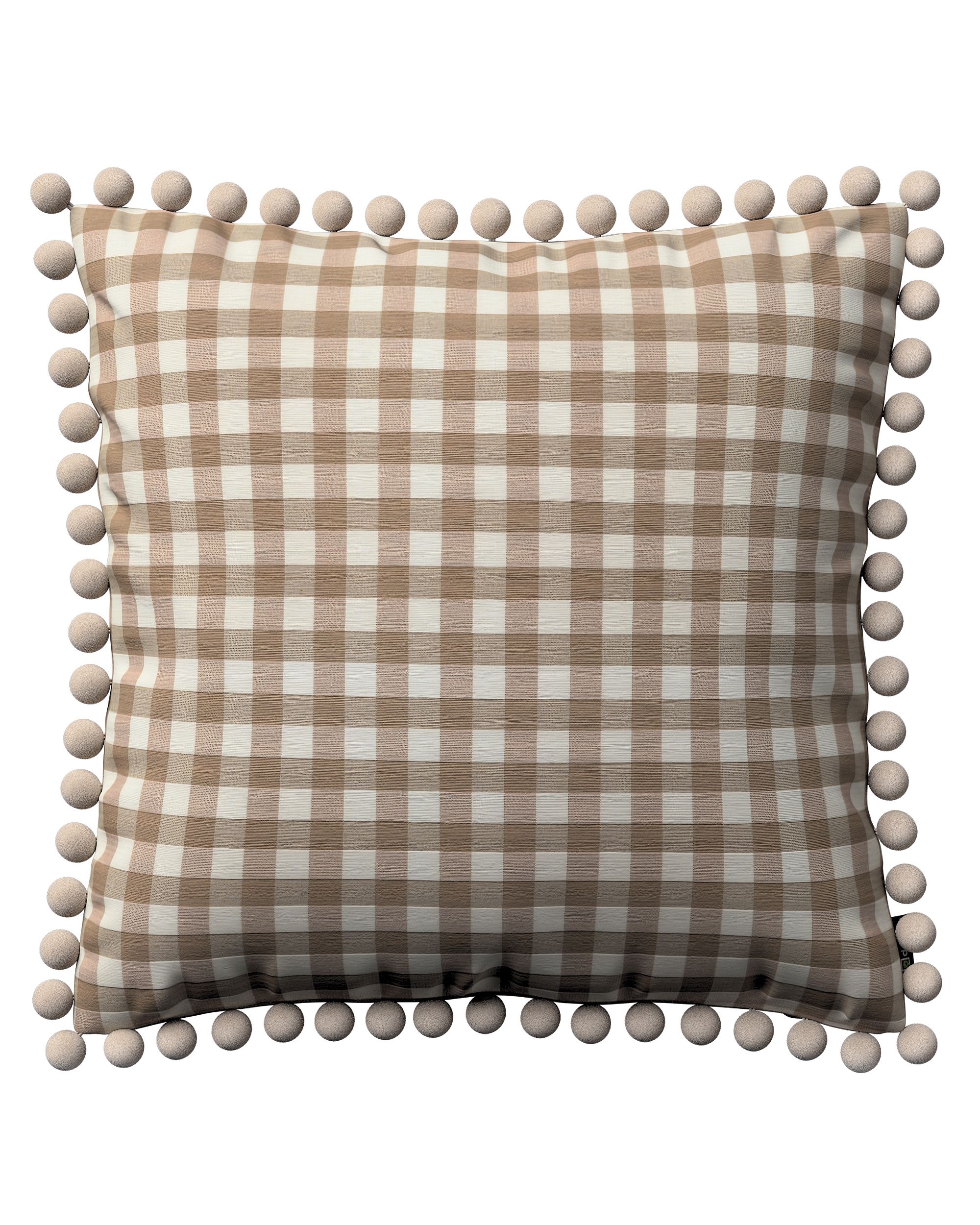 Kissenhülle Wera mit Bommeln Farbe beige Stoff gemustert