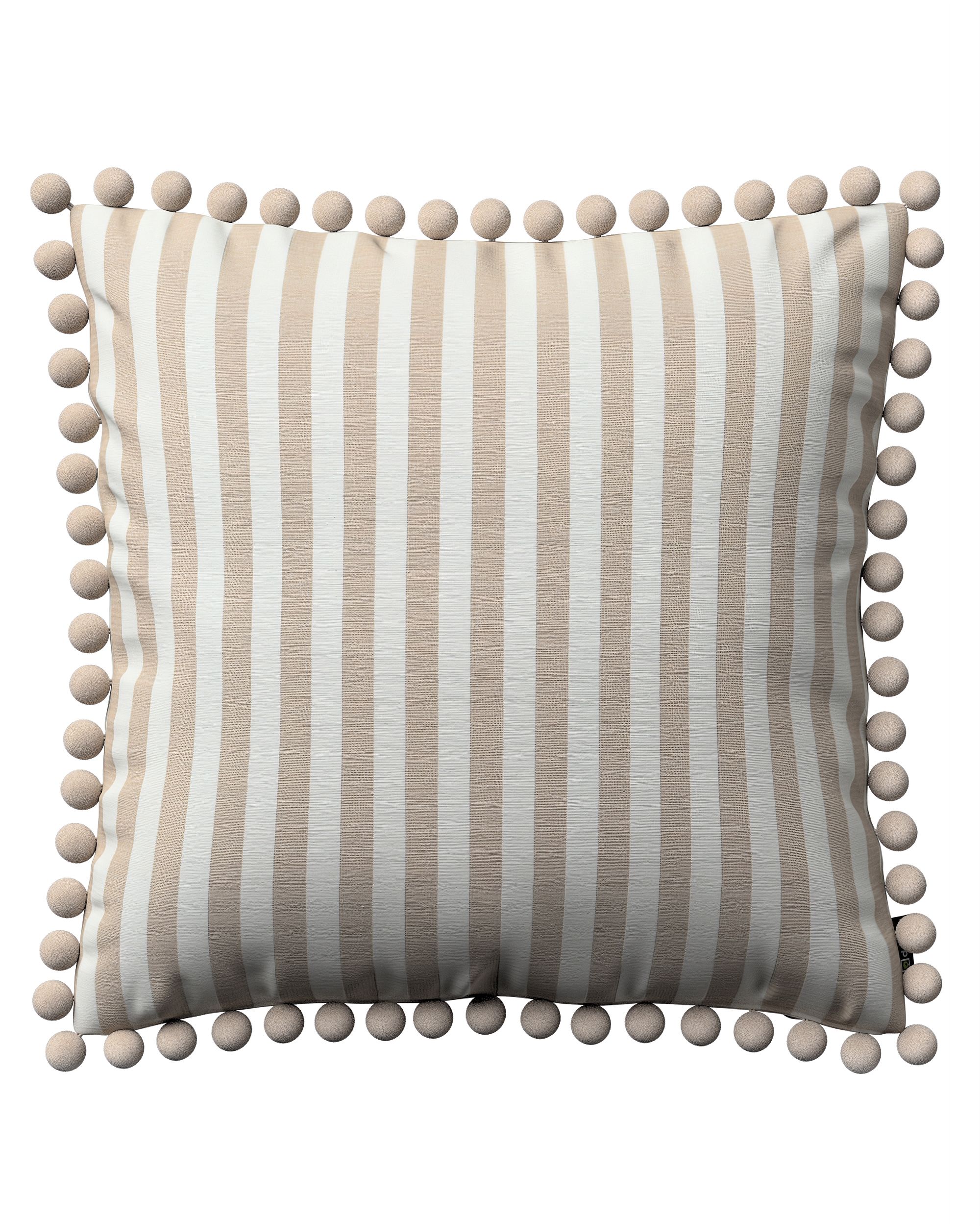 Kissenhülle Wera mit Bommeln Farbe beige Stoff gemustert