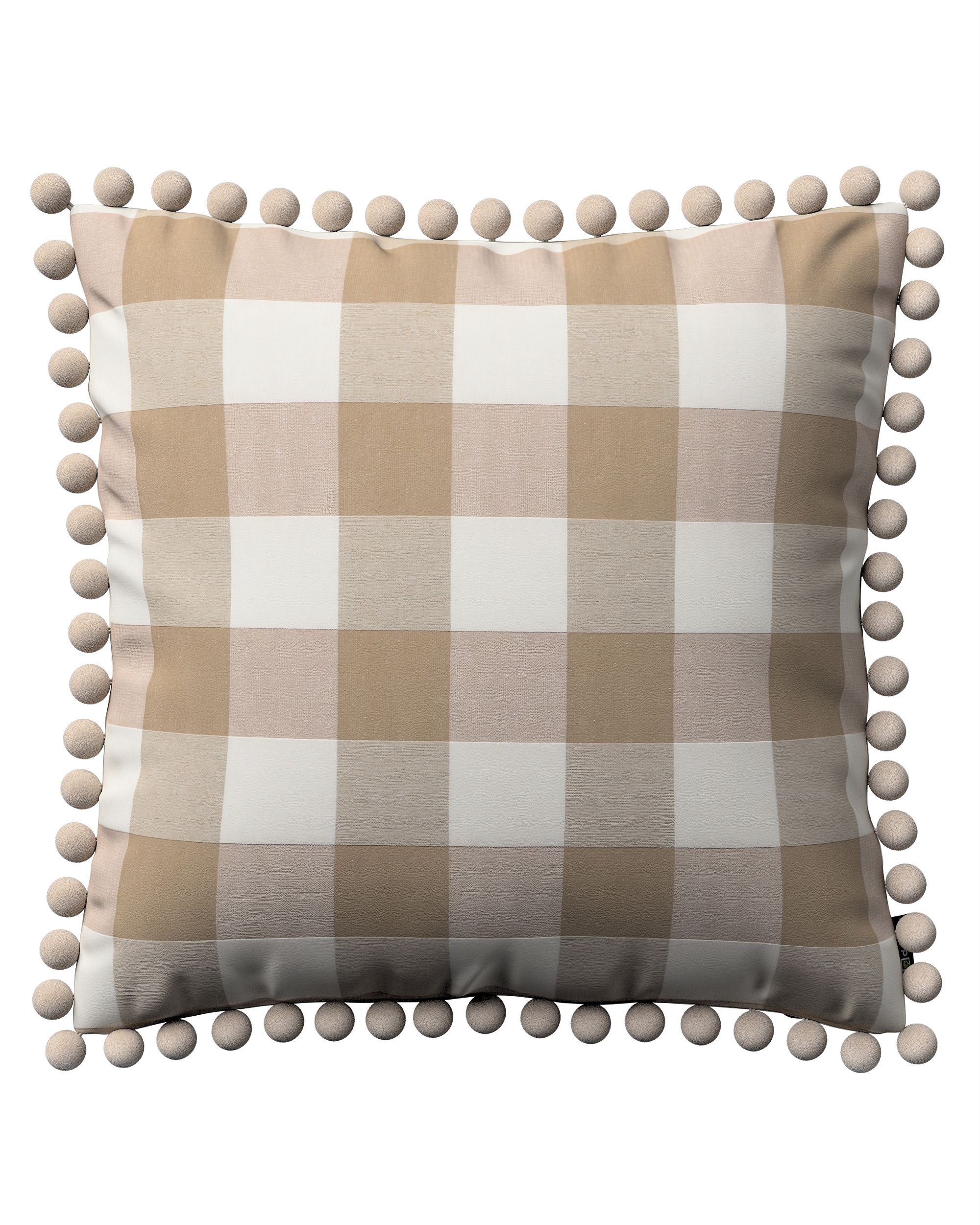 Kissenhülle Wera mit Bommeln Farbe beige Stoff gemustert