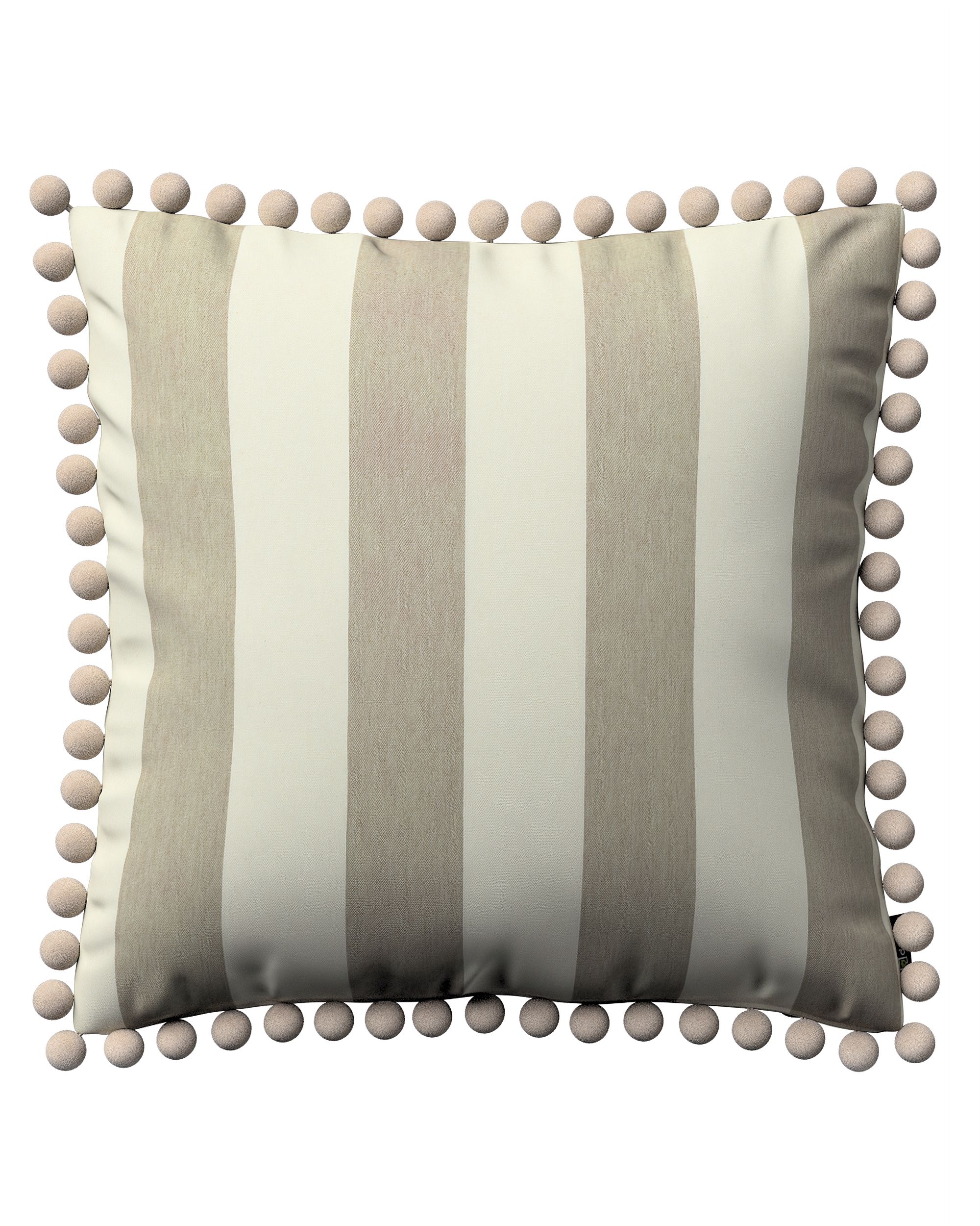 Kissenhülle Wera mit Bommeln Farbe beige Stoff gemustert