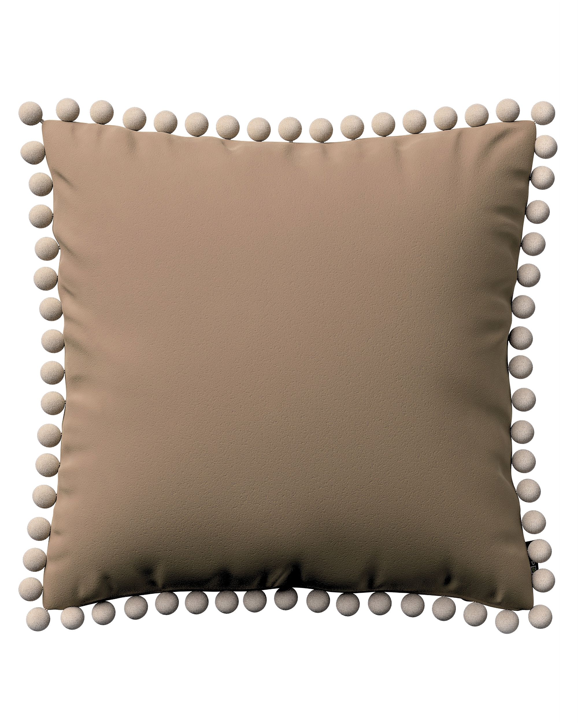 Kissenhülle Wera mit Bommeln Farbe beige Stoff glänzend, samt