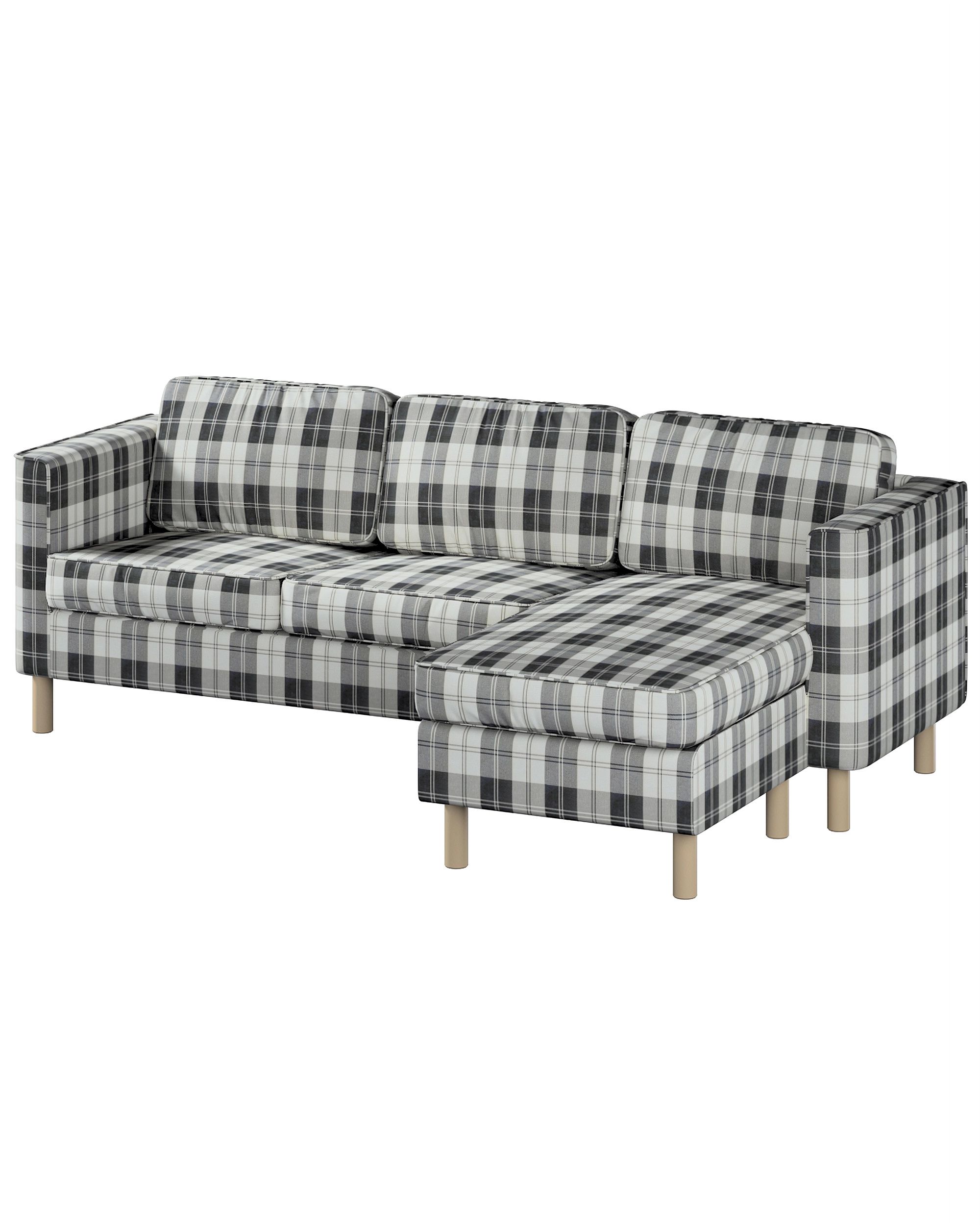 Bezug für Pärup 3-Sitzer Sofa mit Recamiere Farbe schwarz Stoff strukturiert, gemustert