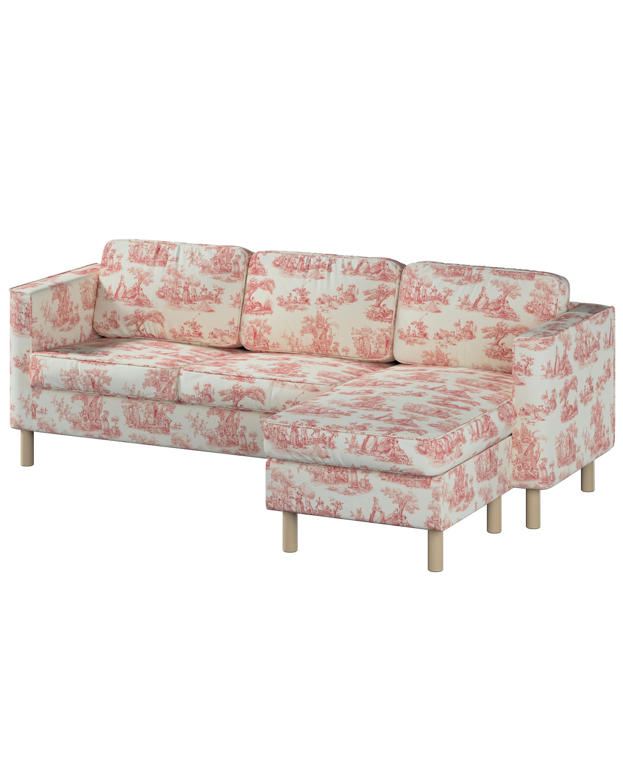 Bezug für Pärup 3-Sitzer Sofa mit Recamiere Farbe rot Stoff gemustert