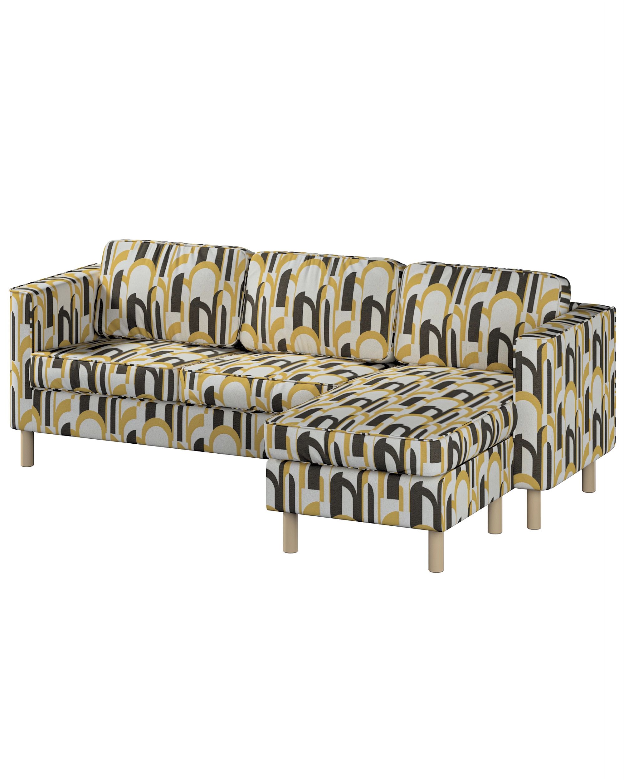 Bezug für Pärup 3-Sitzer Sofa mit Recamiere Farbe bunt Stoff strukturiert, gemustert