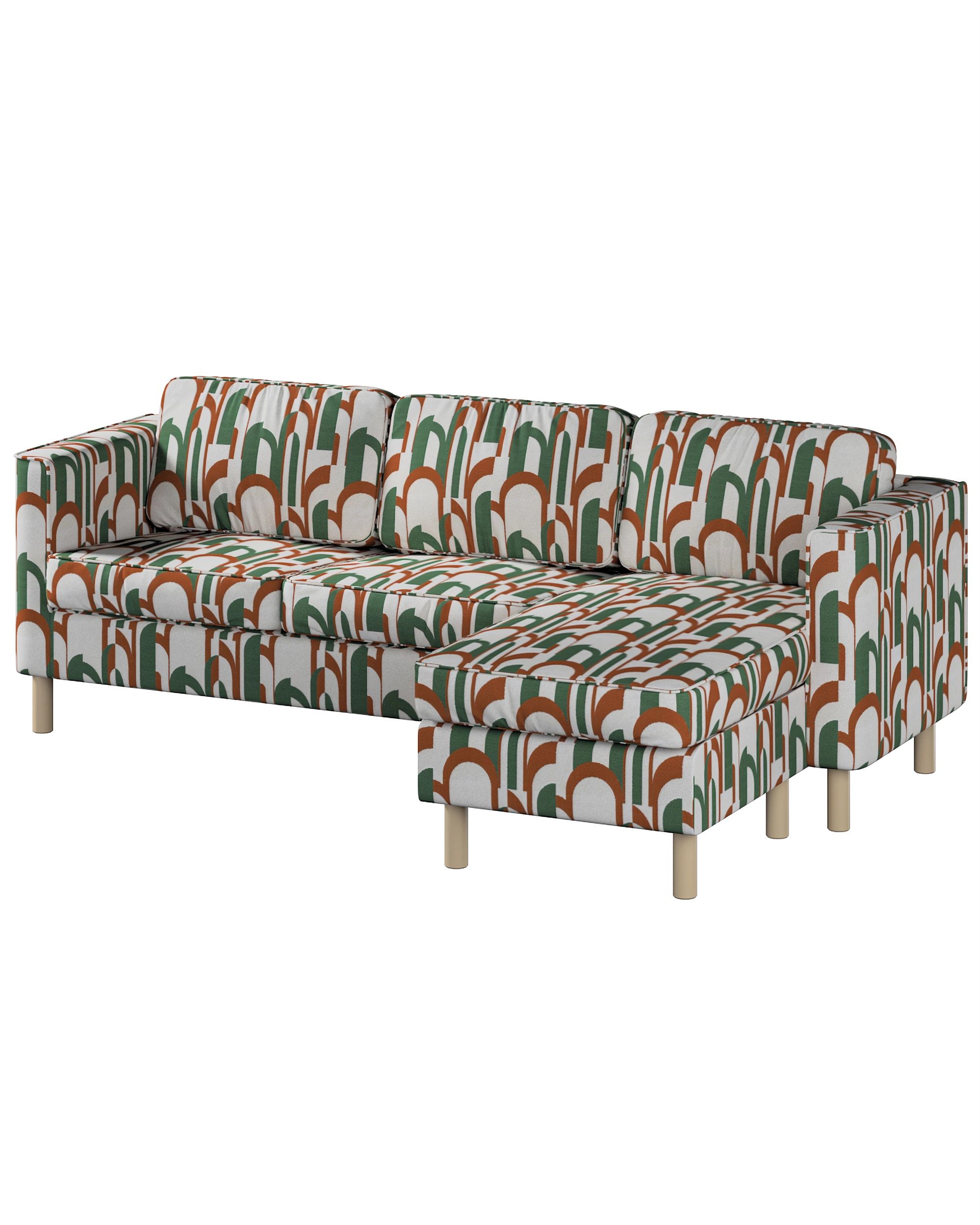 Bezug für Pärup 3-Sitzer Sofa mit Recamiere Farbe grün Stoff strukturiert, gemustert