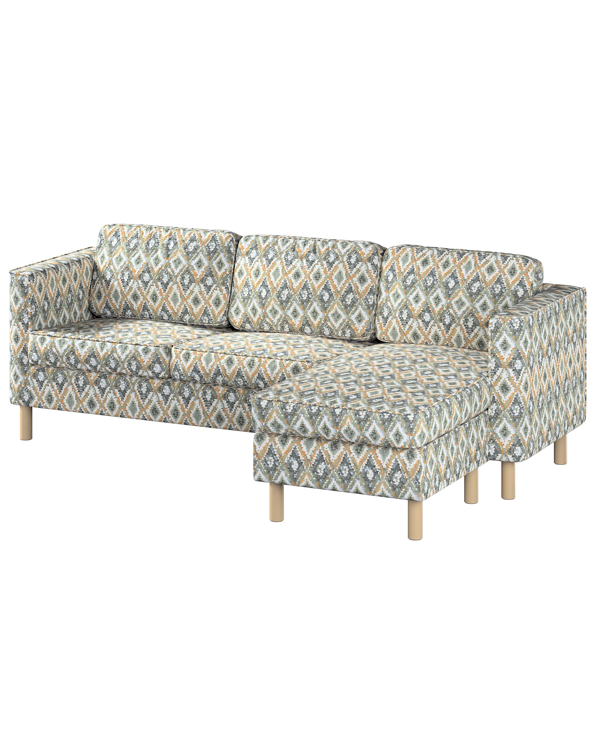 Bezug für Pärup 3-Sitzer Sofa mit Recamiere Farbe blau Stoff strukturiert, gemustert