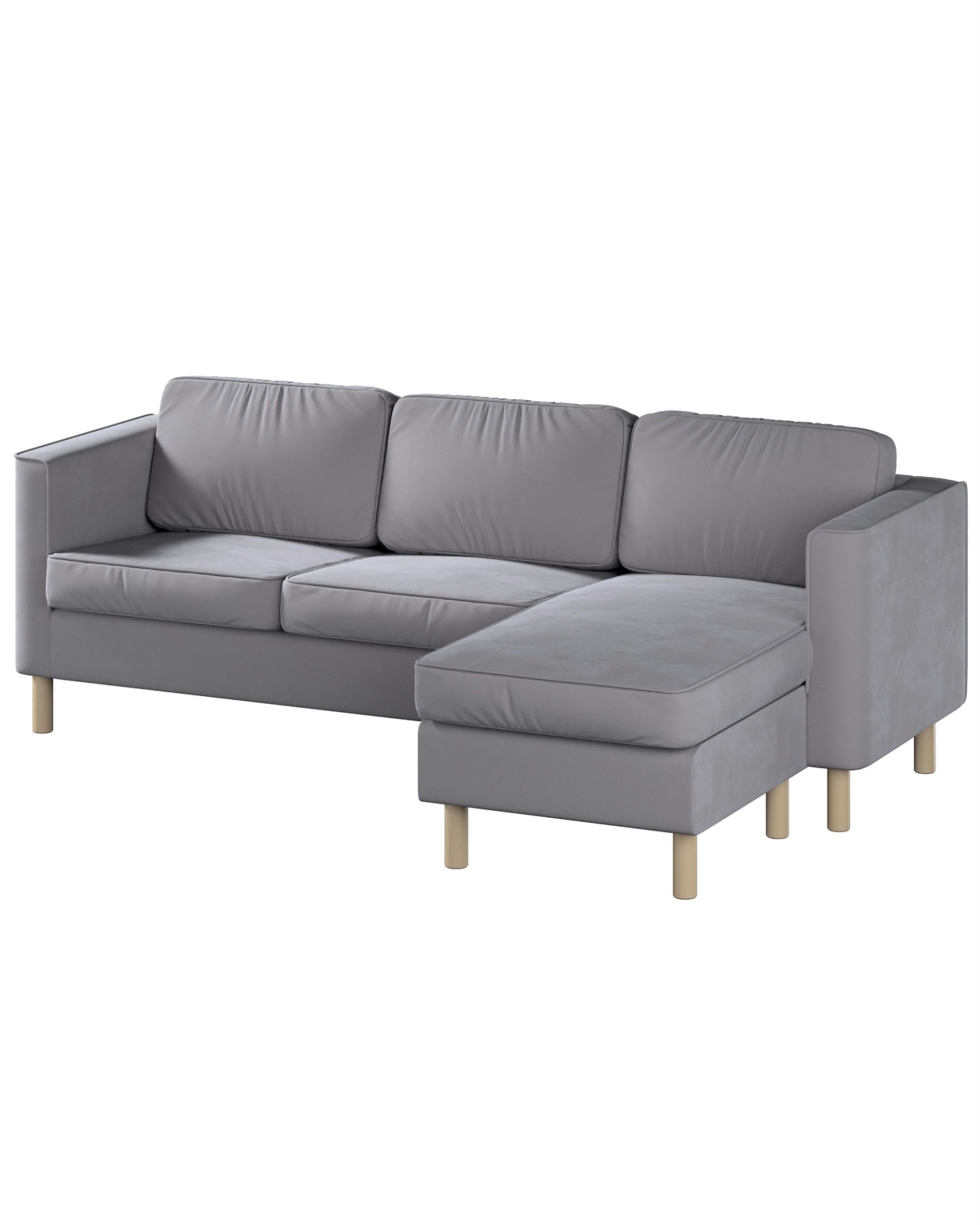 Bezug für Pärup 3-Sitzer Sofa mit Recamiere Farbe grau Stoff glänzend, samt