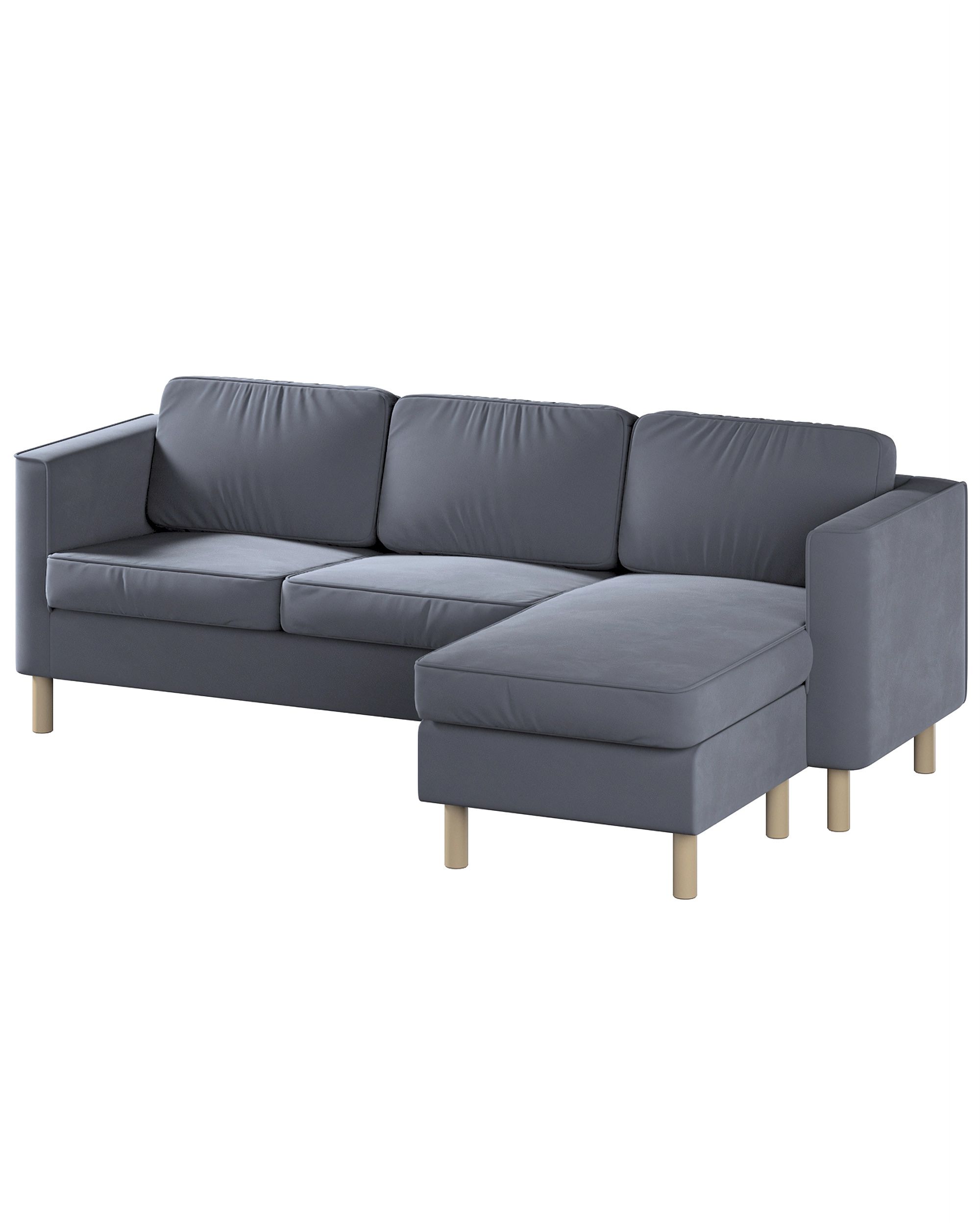 Bezug für Pärup 3-Sitzer Sofa mit Recamiere Farbe grau Stoff glänzend, samt