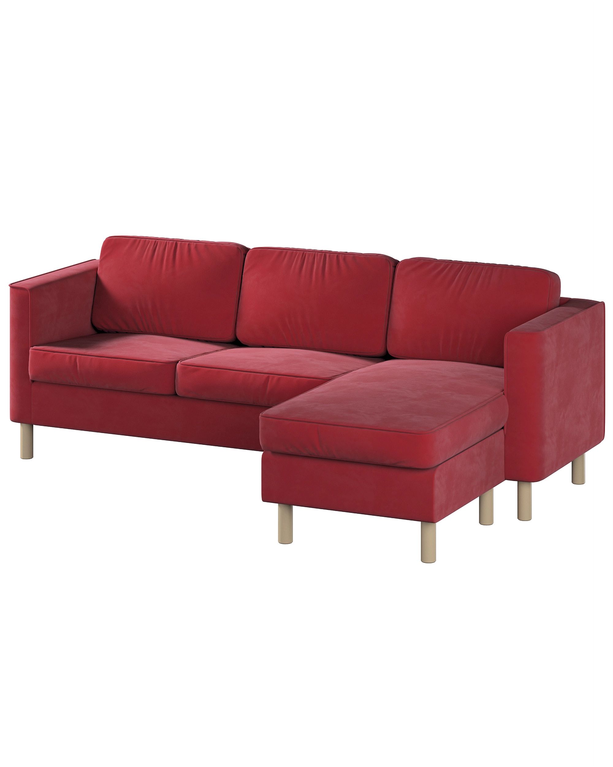 Bezug für Pärup 3-Sitzer Sofa mit Recamiere Farbe rot Stoff glänzend, samt