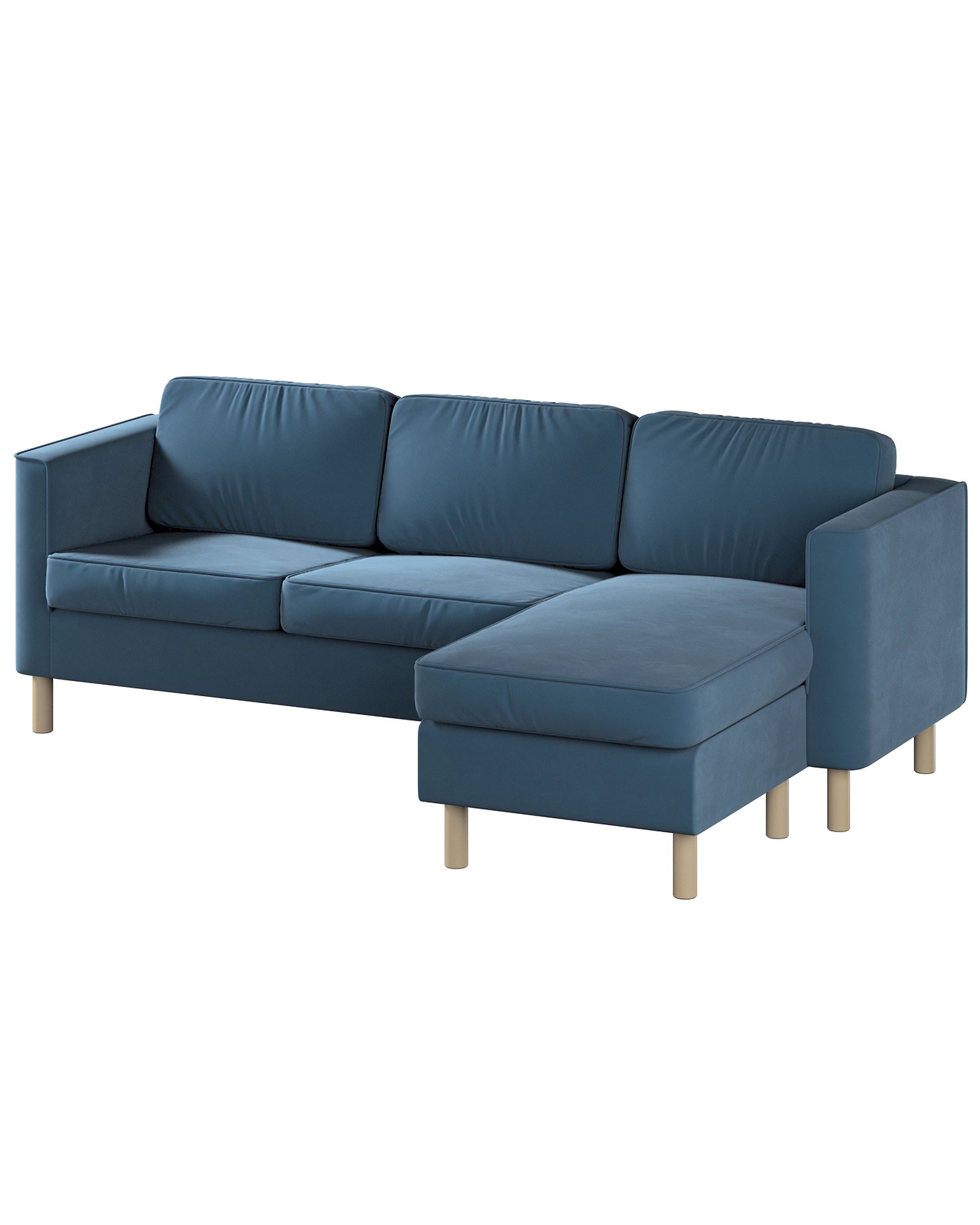 Bezug für Pärup 3-Sitzer Sofa mit Recamiere Farbe blau Stoff glänzend, samt