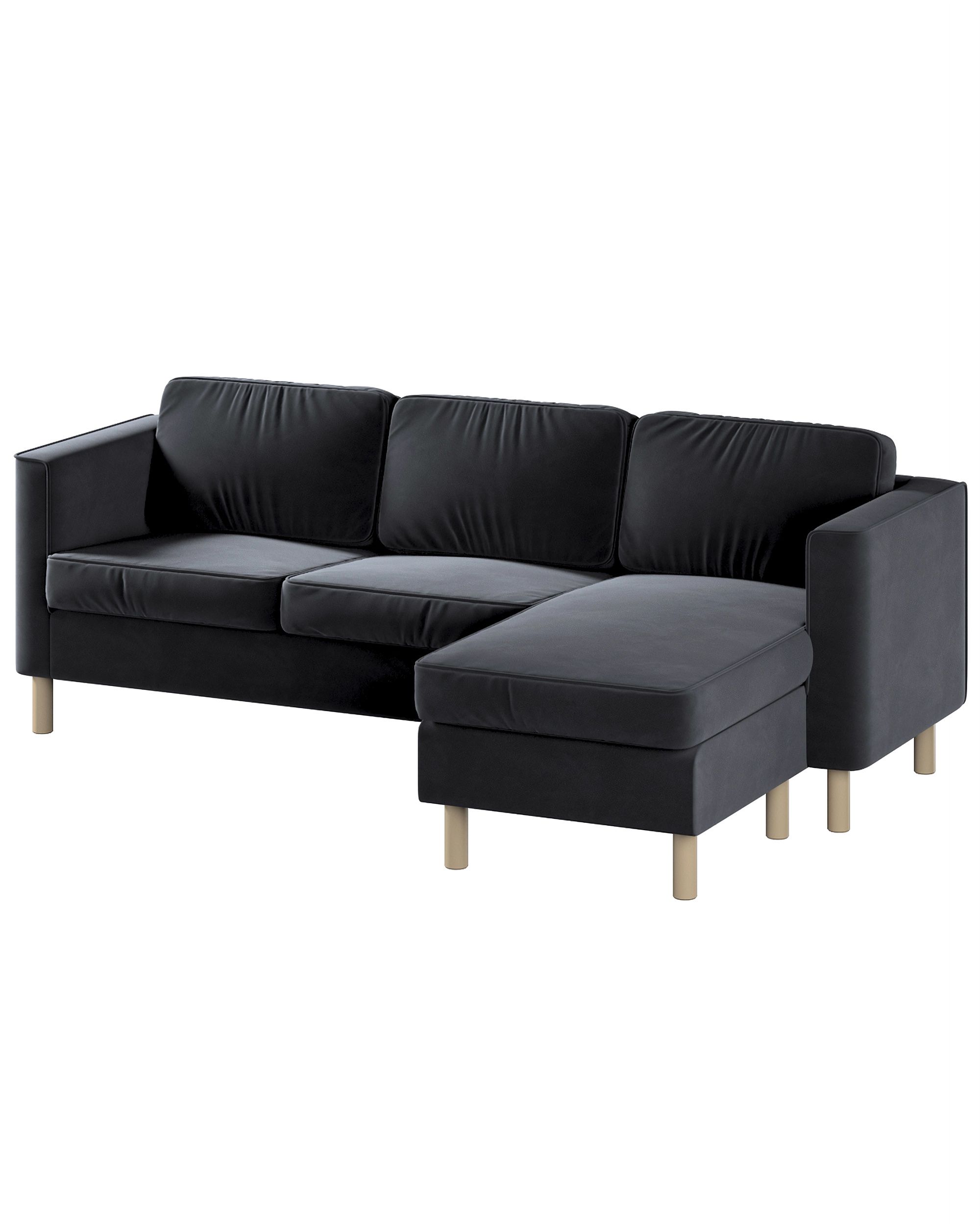 Bezug für Pärup 3-Sitzer Sofa mit Recamiere Farbe schwarz Stoff glänzend, samt
