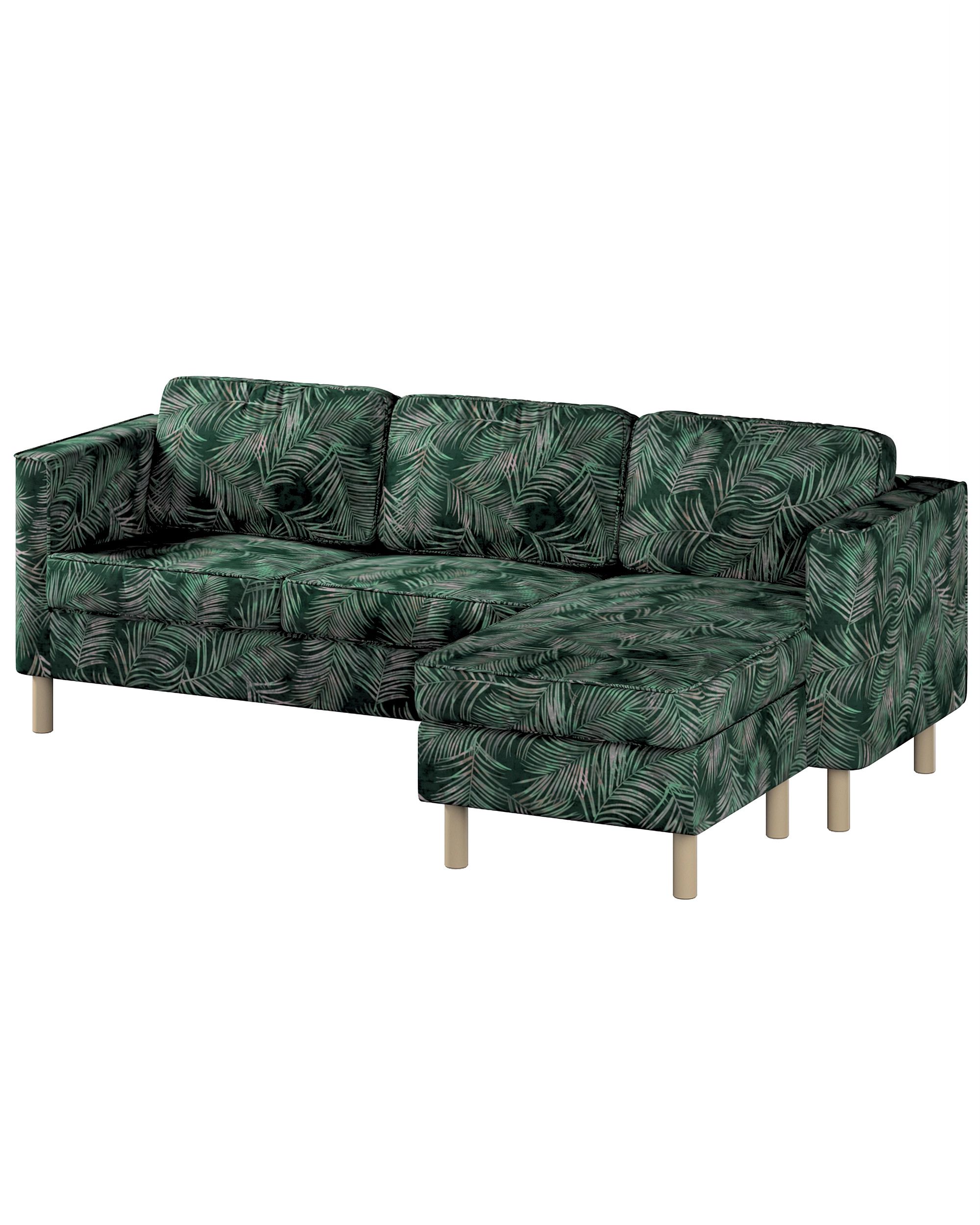 Bezug für Pärup 3-Sitzer Sofa mit Recamiere Farbe grün Stoff samt, gemustert