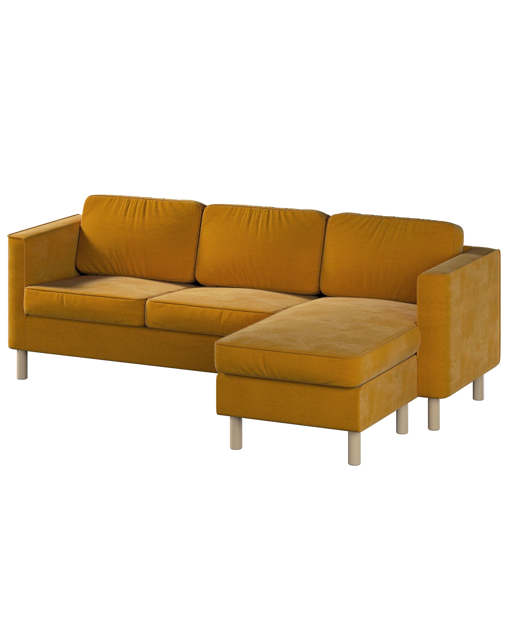 Bezug für Pärup 3-Sitzer Sofa mit Recamiere Farbe gelb Stoff glänzend, samt