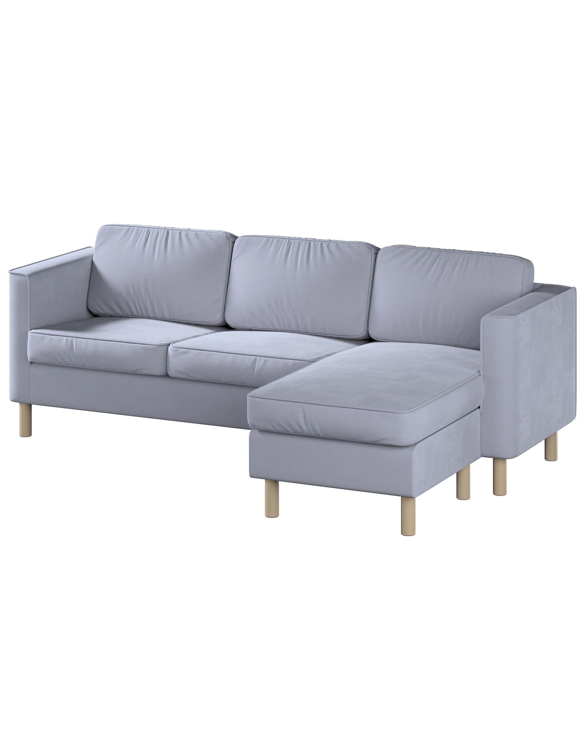 Bezug für Pärup 3-Sitzer Sofa mit Recamiere Farbe grau Stoff glänzend, samt